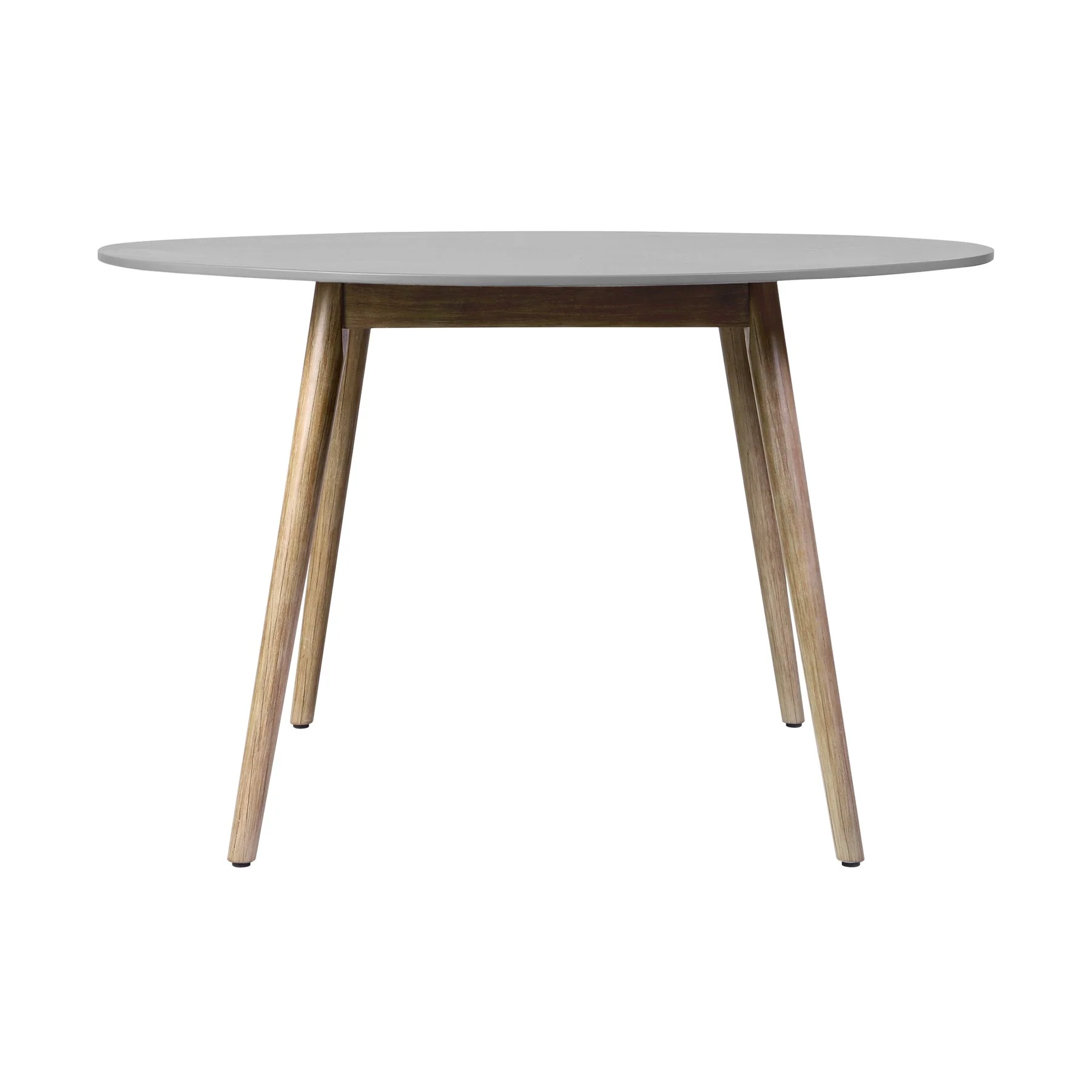 Kylie Outdoor Patio Round Dining Table in Light Eucalyptus and Gray Stone - Image 2