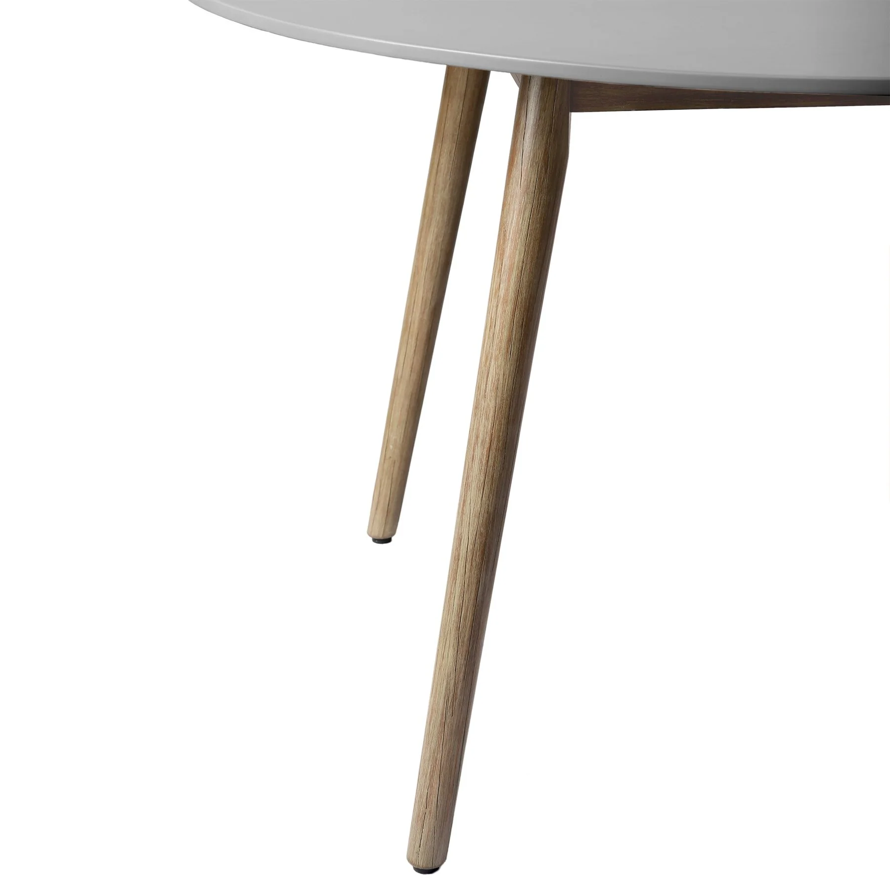 Kylie Outdoor Patio Round Dining Table in Light Eucalyptus and Gray Stone - Image 3