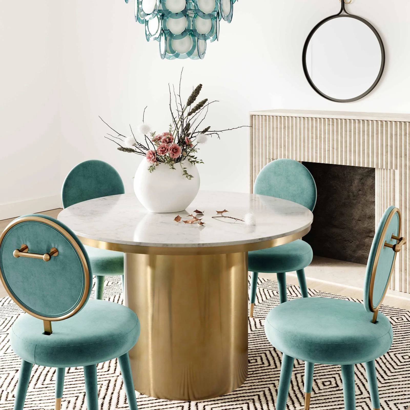 Kylie Sea Blue Velvet Dining Chair - Image 2