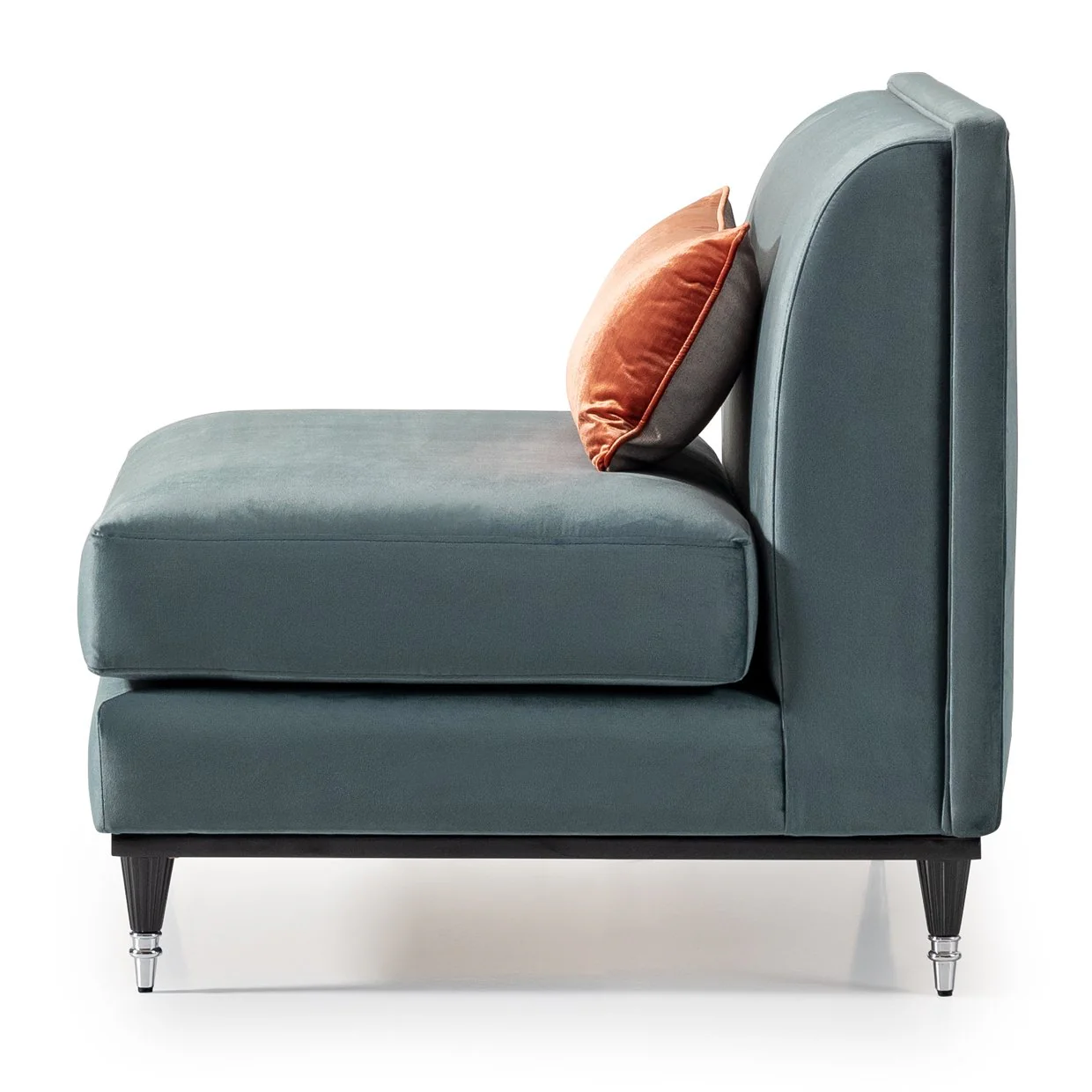 La Francaise Armless Accent Chair - Azure/Black - Image 6