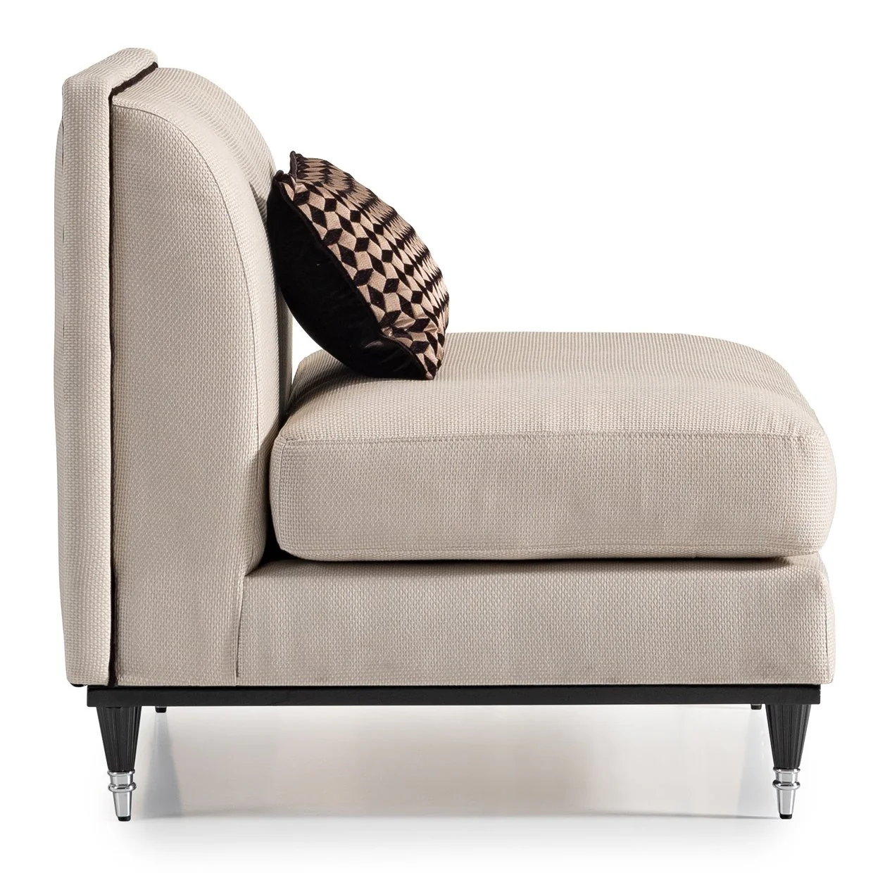 La Francaise Armless Accent Chair - Cafe au Lait/Black - Image 7
