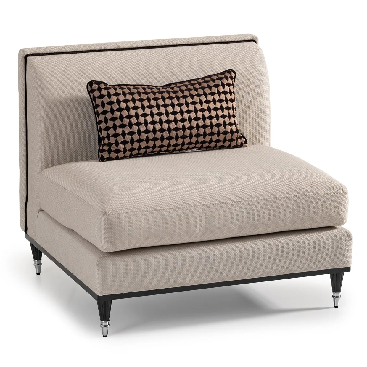 La Francaise Armless Accent Chair - Cafe au Lait/Black - Image 9