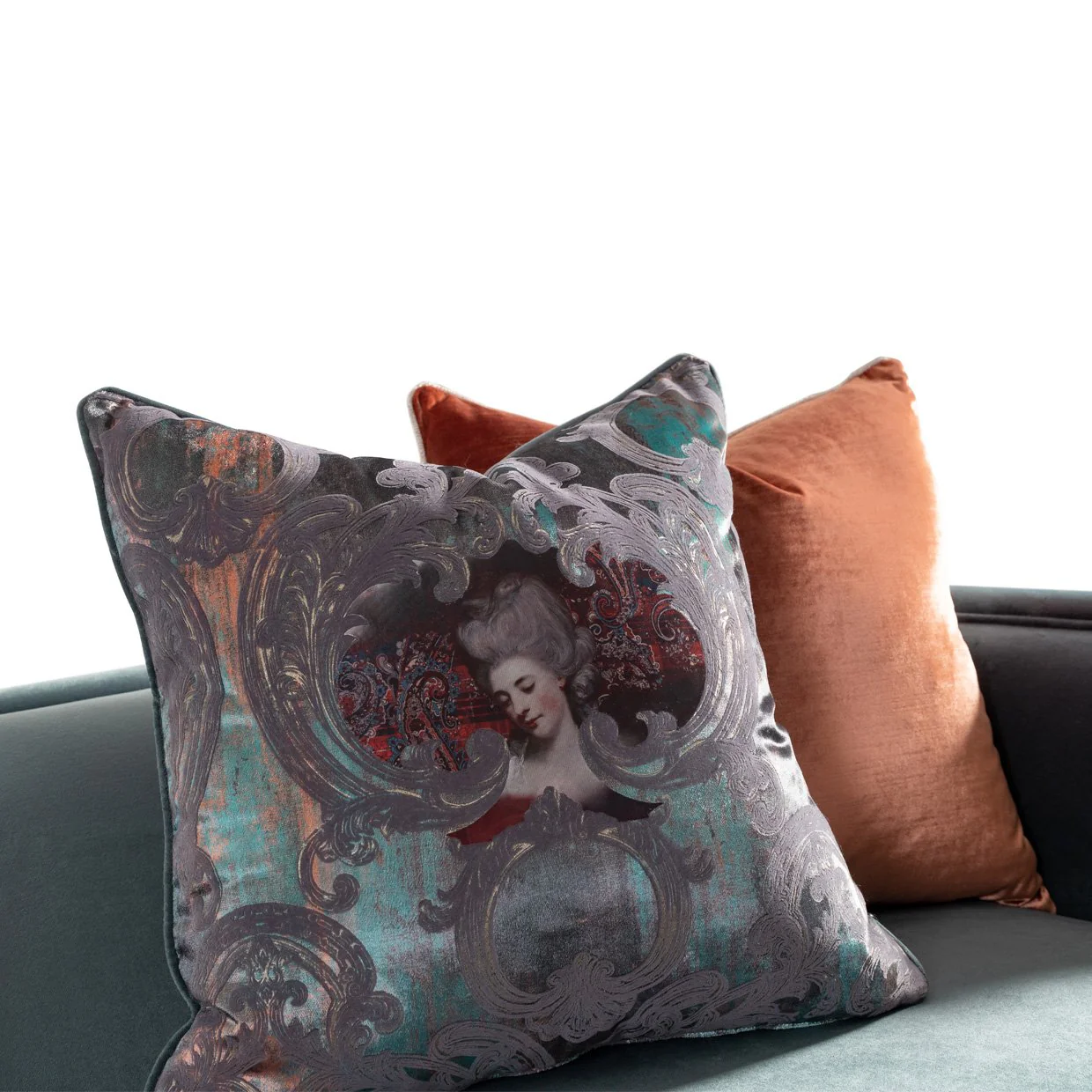 La Francaise Mansion Sofa - Azure/Black - Image 9