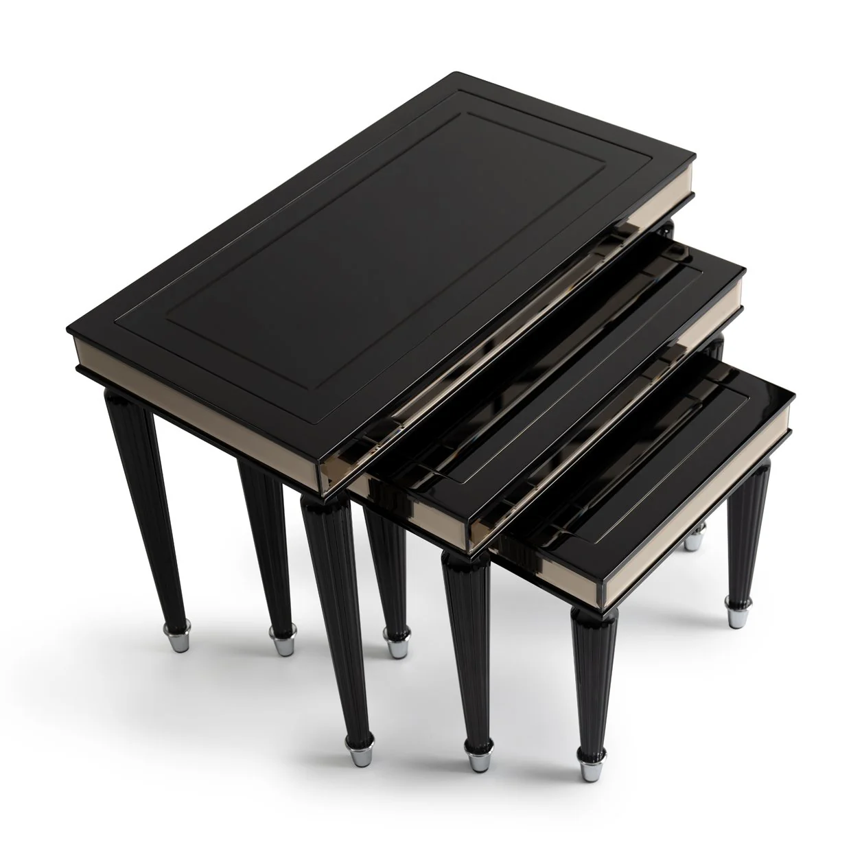 La Francaise Nesting Tables, Set of 3 - Black Ice - Image 6