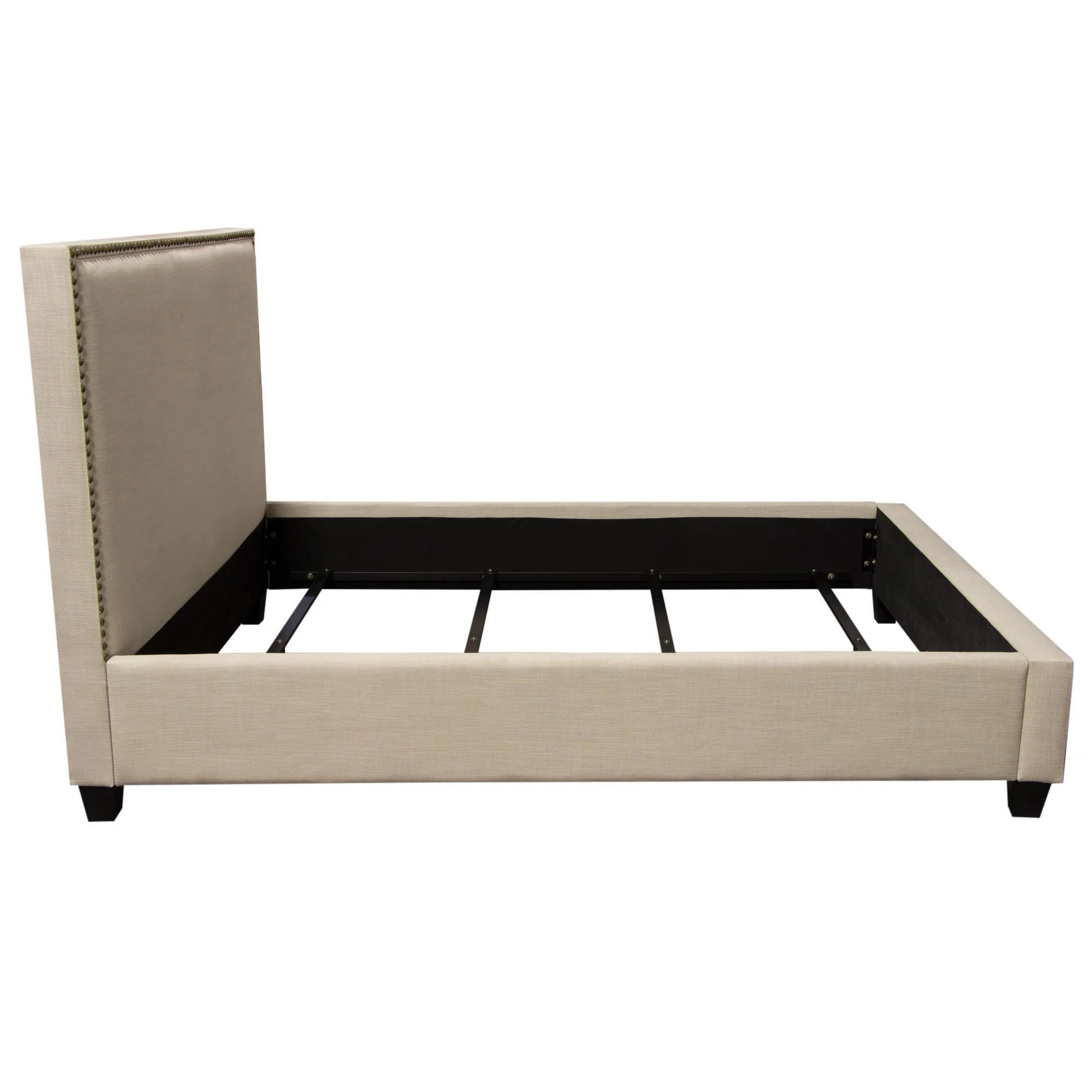 La Jolla Queen Bed with Nail Head Accent by Diamond Sofa - Desert Sand Linen - Image 3