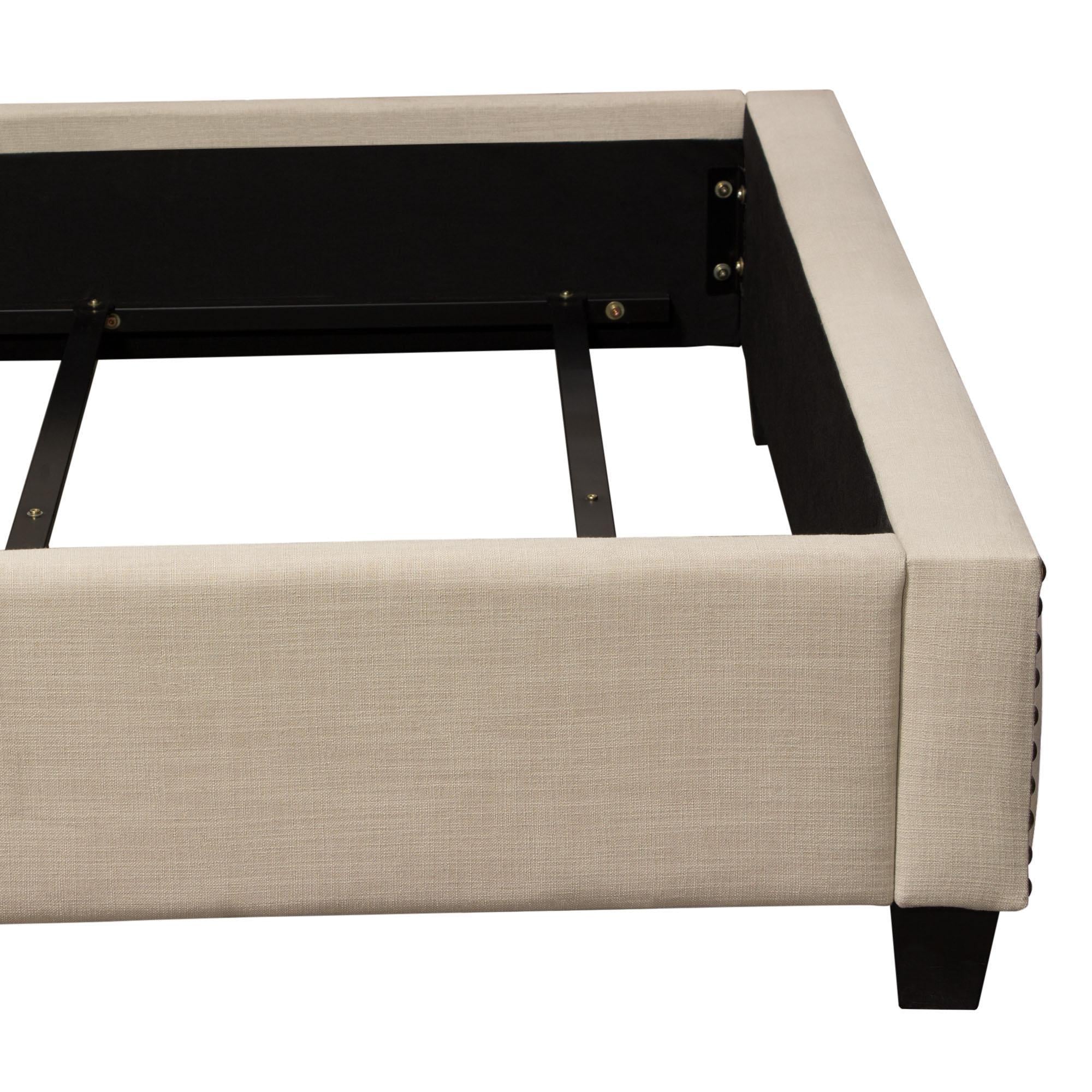 La Jolla Queen Bed with Nail Head Accent by Diamond Sofa - Desert Sand Linen - Image 4