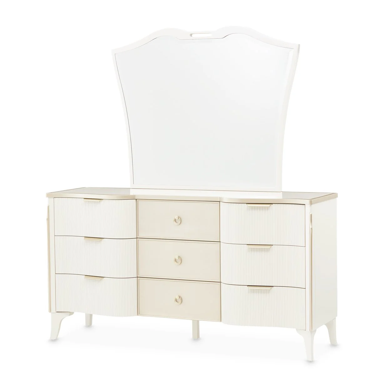 La Marisia Dresser with Mirror - Creamy Pearl - Image 2