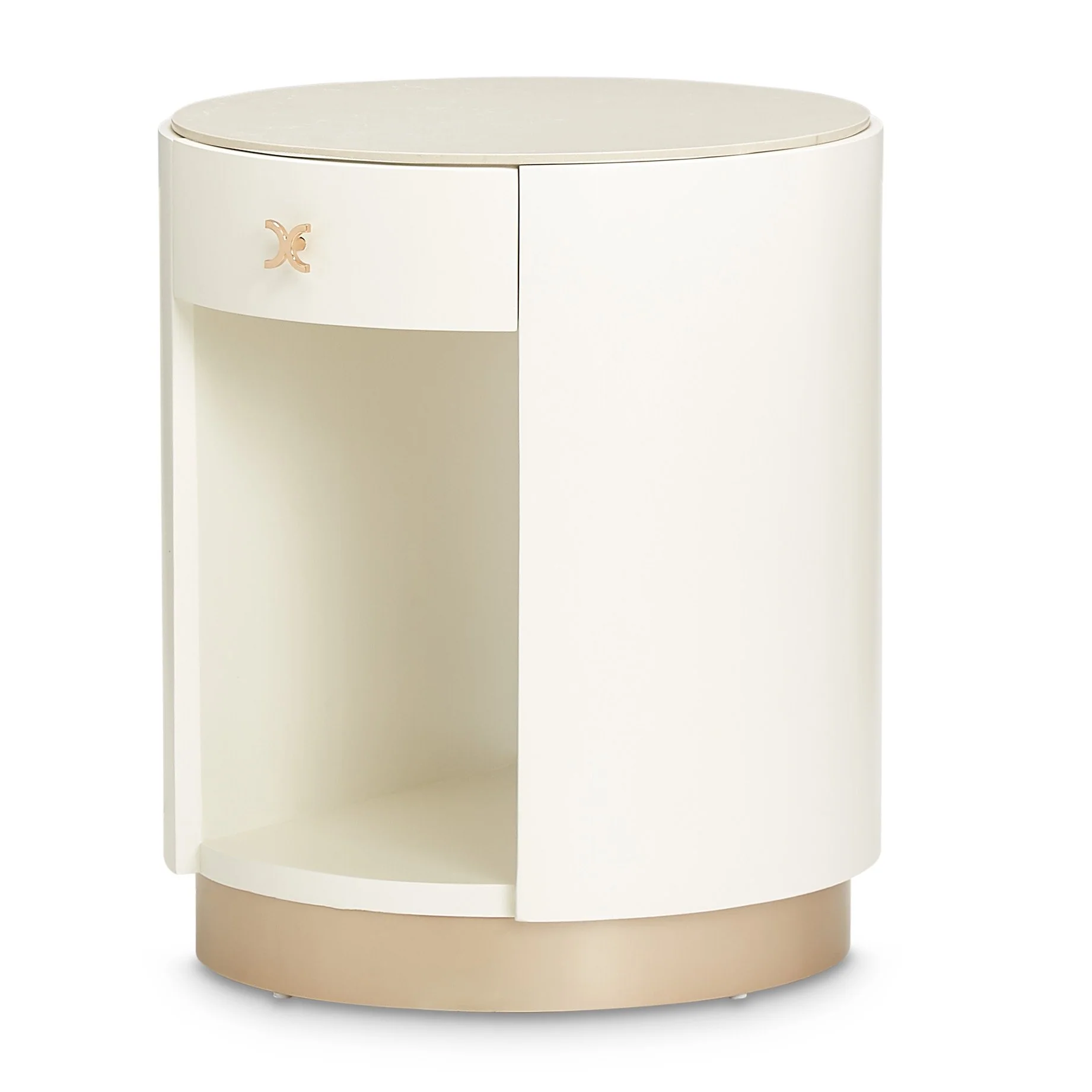 La Rachelle Round End Table - Champagne - Image 2