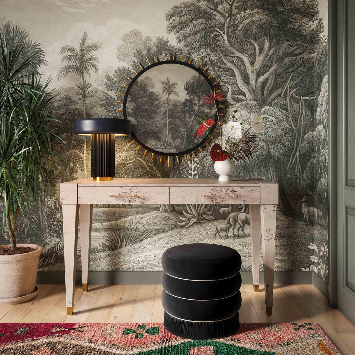 Lakka Black Velvet Ottoman - Image 2