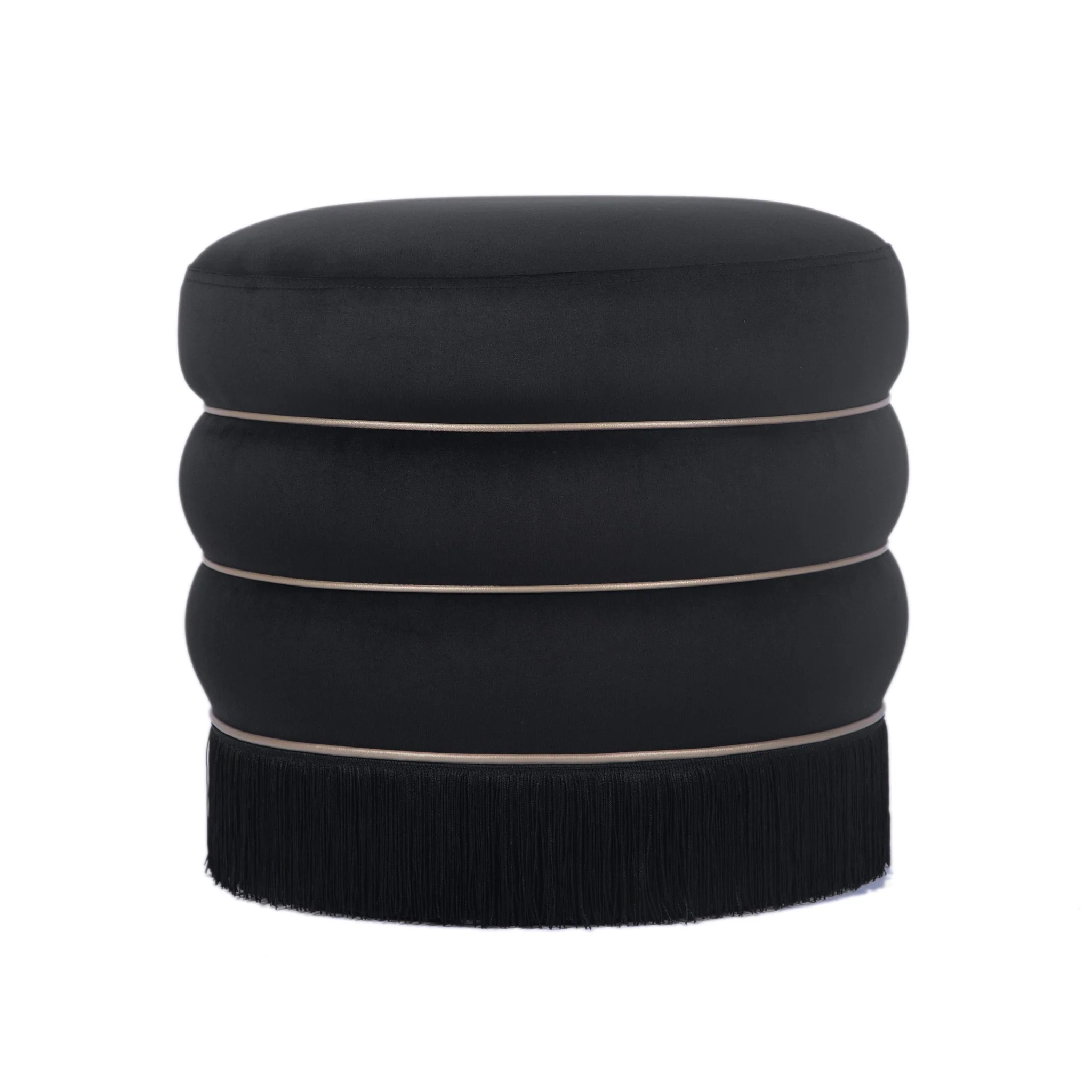 Lakka Black Velvet Ottoman - Image 3