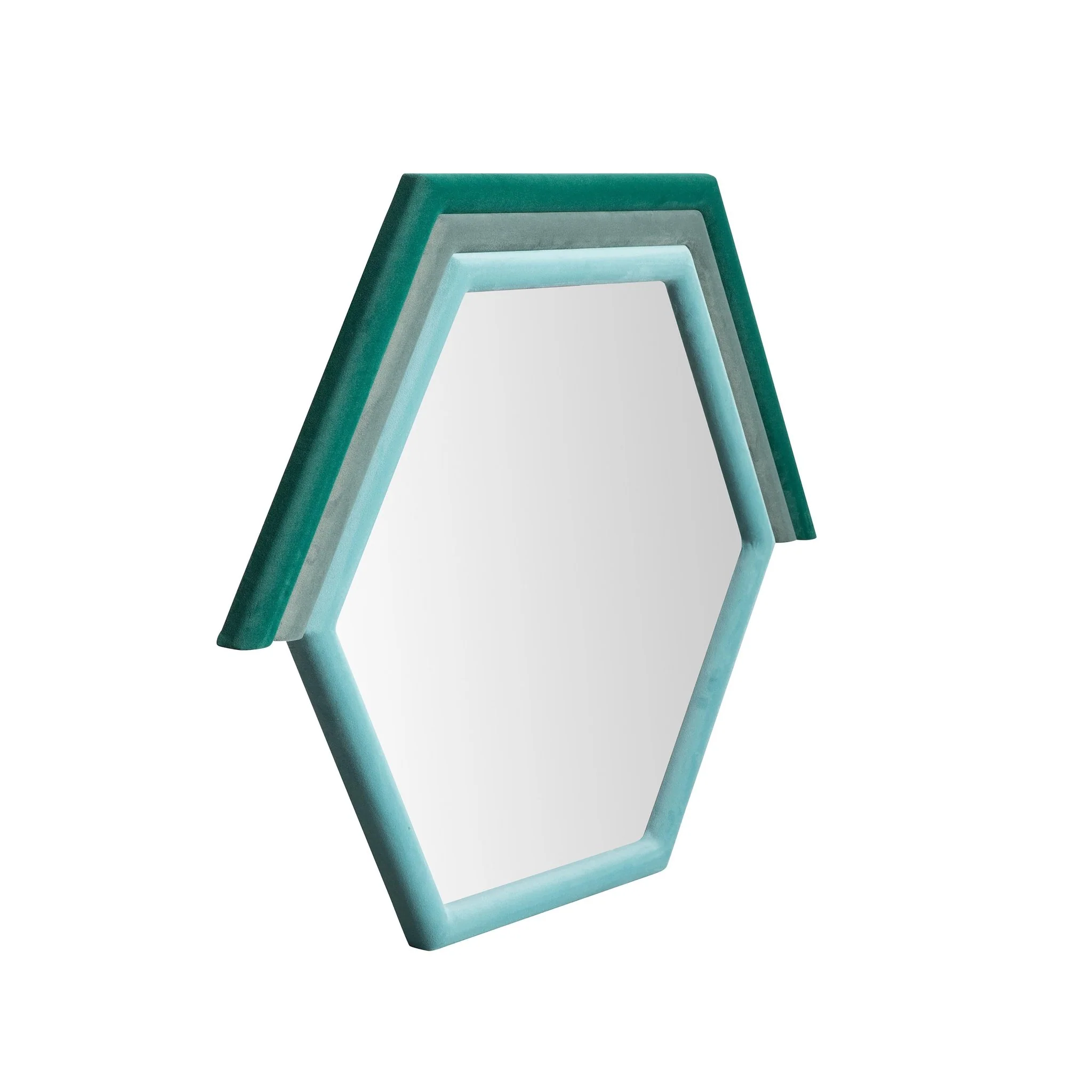 Lally Aqua Velvet Prism Wall Mirror - Image 3