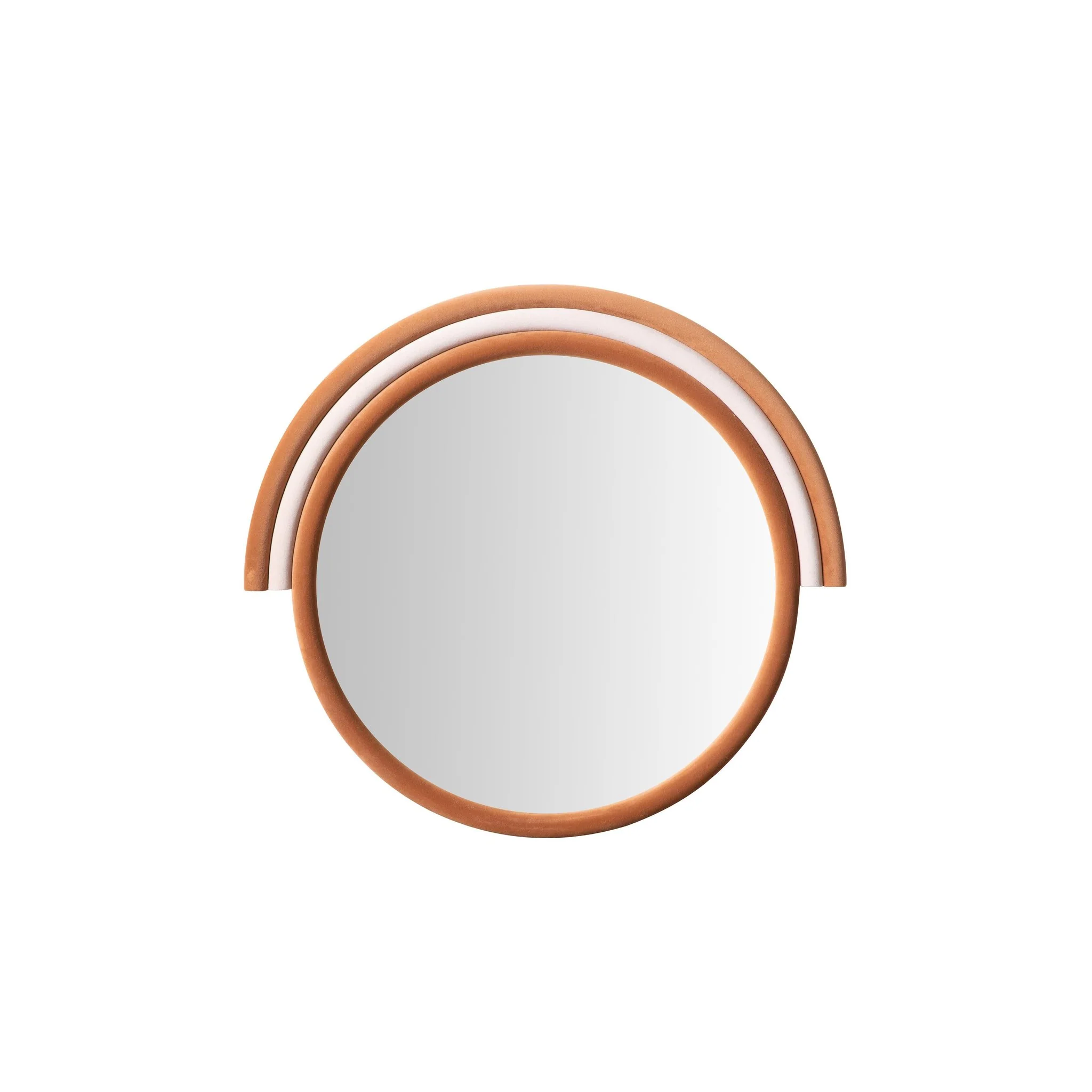 Lally Terracotta Velvet Round Wall Mirror