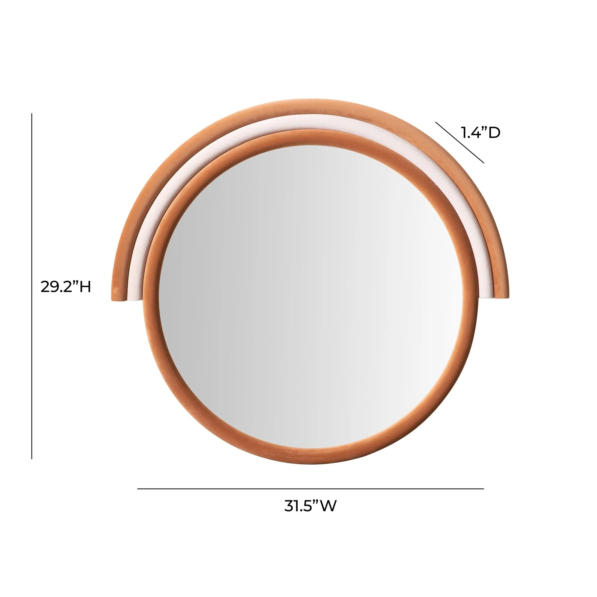 Lally Terracotta Velvet Round Wall Mirror - Image 5