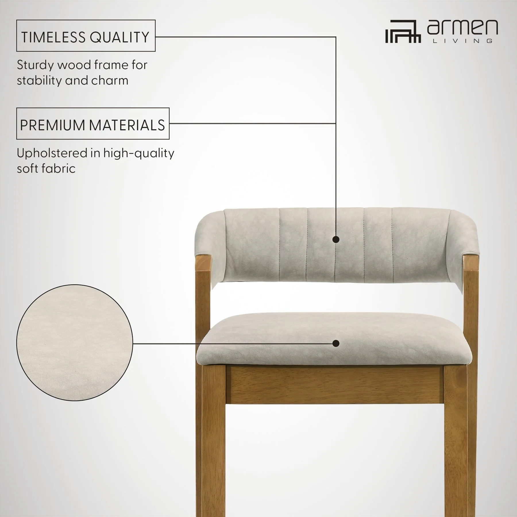 Landyn 26 in. Amber Glow Counter Height Rubberwood Barstool with Grey Fabric Seat - Image 11