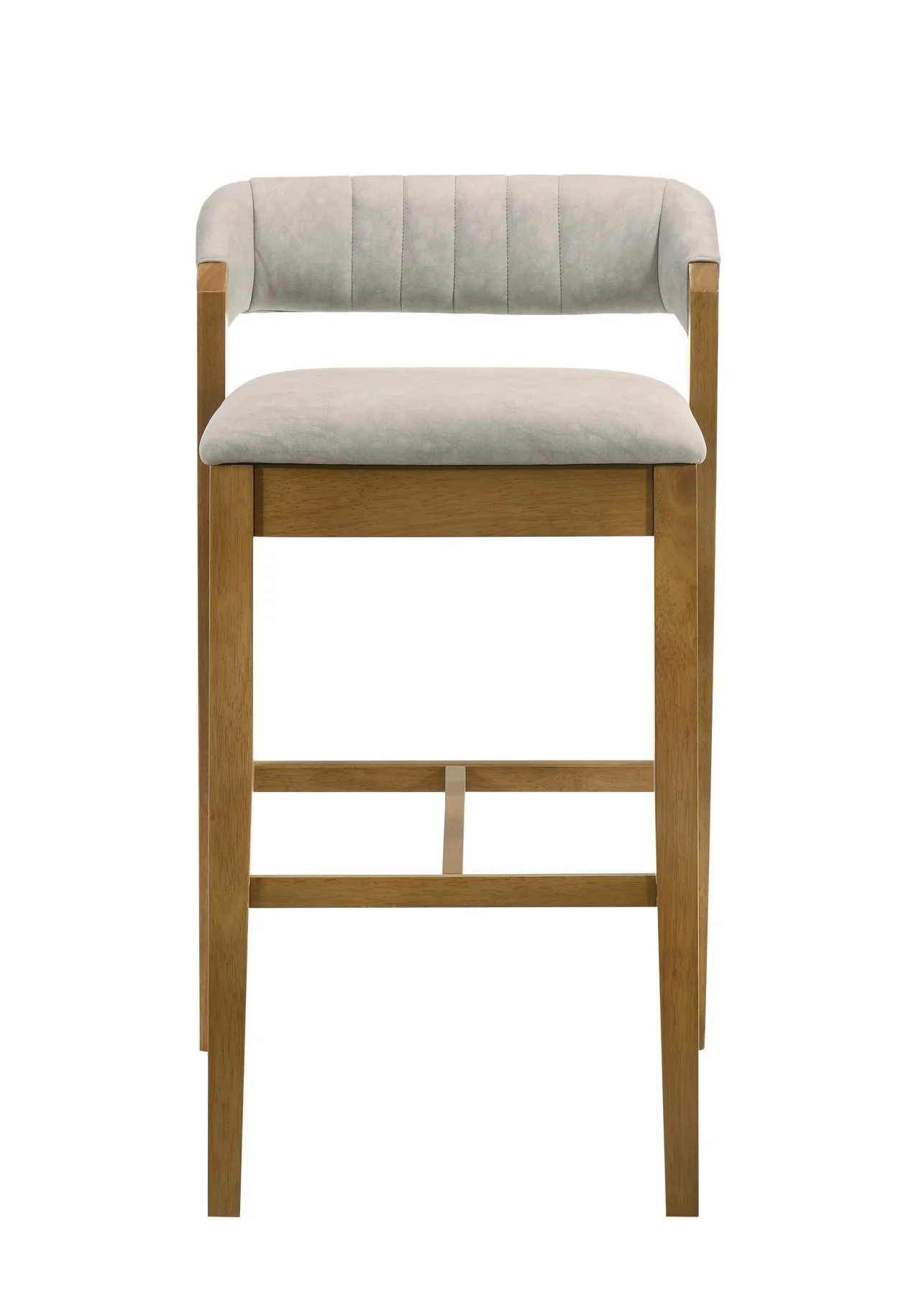 Landyn 26 in. Amber Glow Counter Height Rubberwood Barstool with Grey Fabric Seat - Image 2