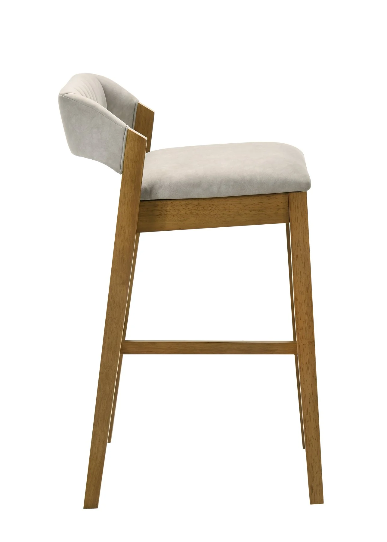 Landyn 26 in. Amber Glow Counter Height Rubberwood Barstool with Grey Fabric Seat - Image 3