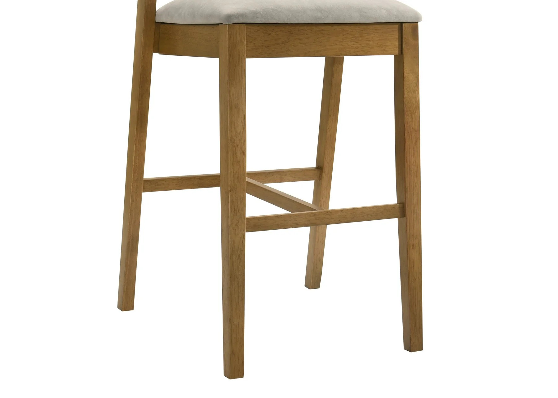 Landyn 26 in. Amber Glow Counter Height Rubberwood Barstool with Grey Fabric Seat - Image 7