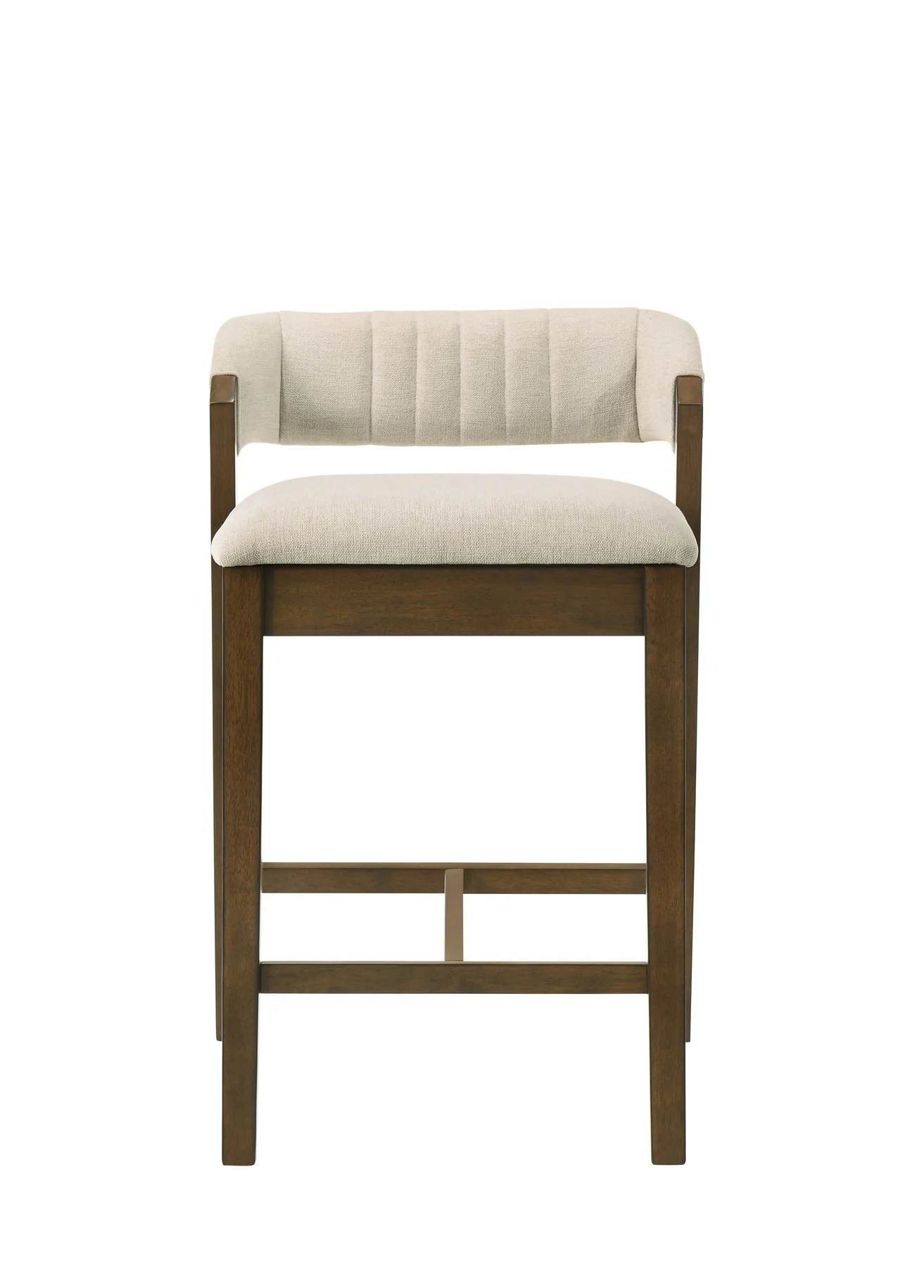 Landyn 26 in. Sepia Brown Counter Height Rubberwood Barstool with Ecru Fabric Seat - Image 2