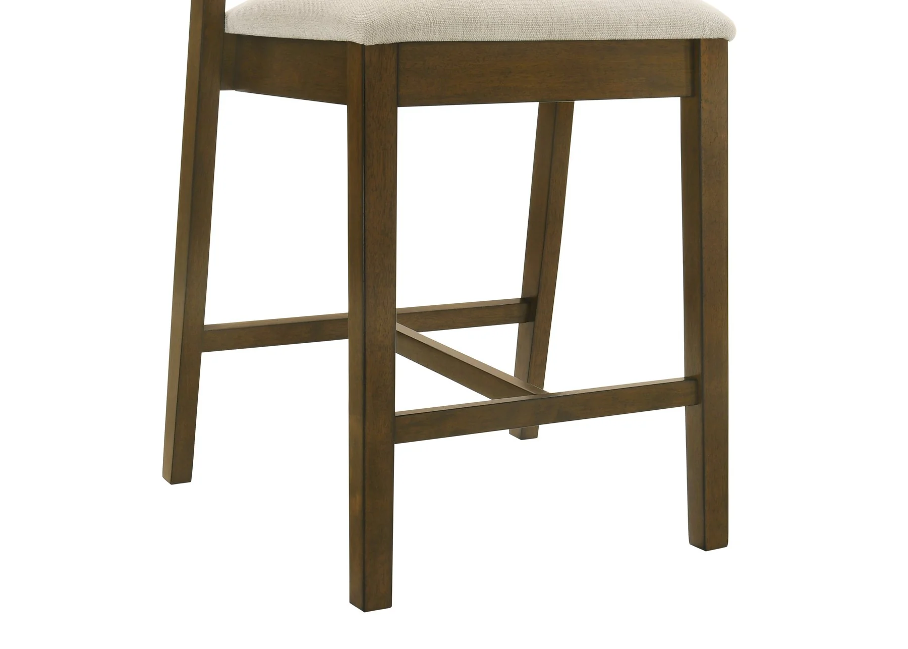 Landyn 26 in. Sepia Brown Counter Height Rubberwood Barstool with Ecru Fabric Seat - Image 7