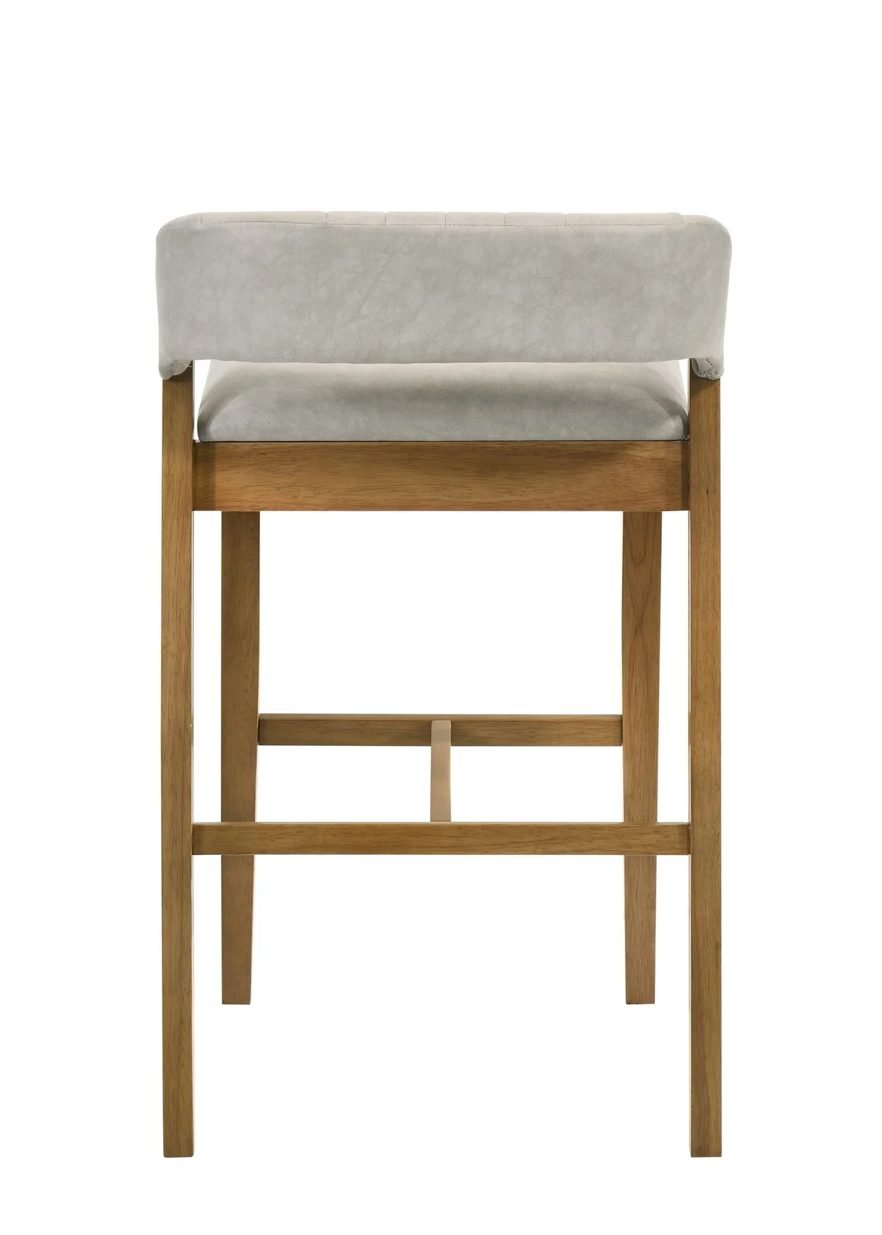 Landyn 30 in. Amber Glow Bar Height Rubberwood Barstool with Grey Grey Fabric Seat - Image 4
