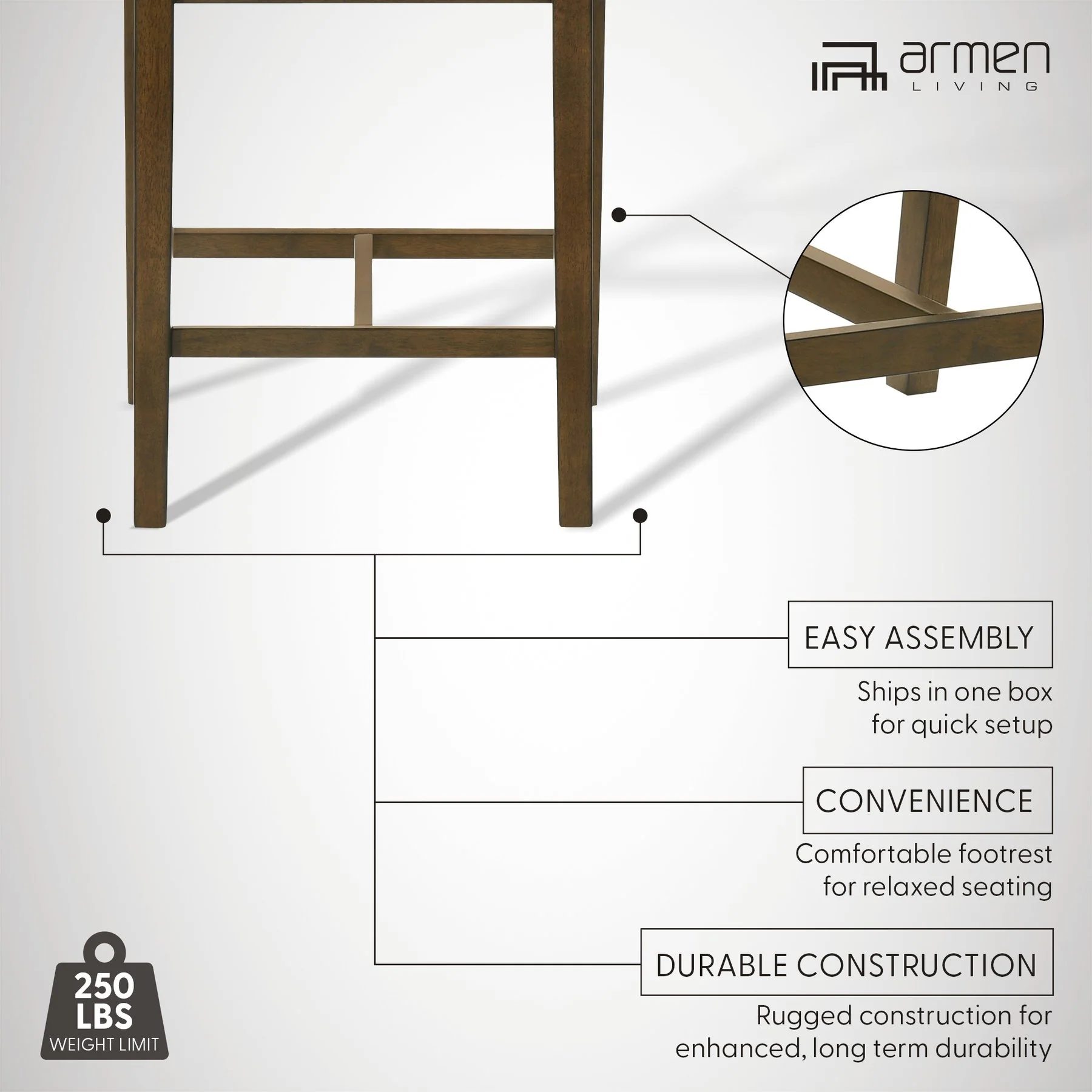 Landyn 30 in. Sepia Brown Bar Height Rubberwood Barstool with Ecru Fabric Seat - Image 12