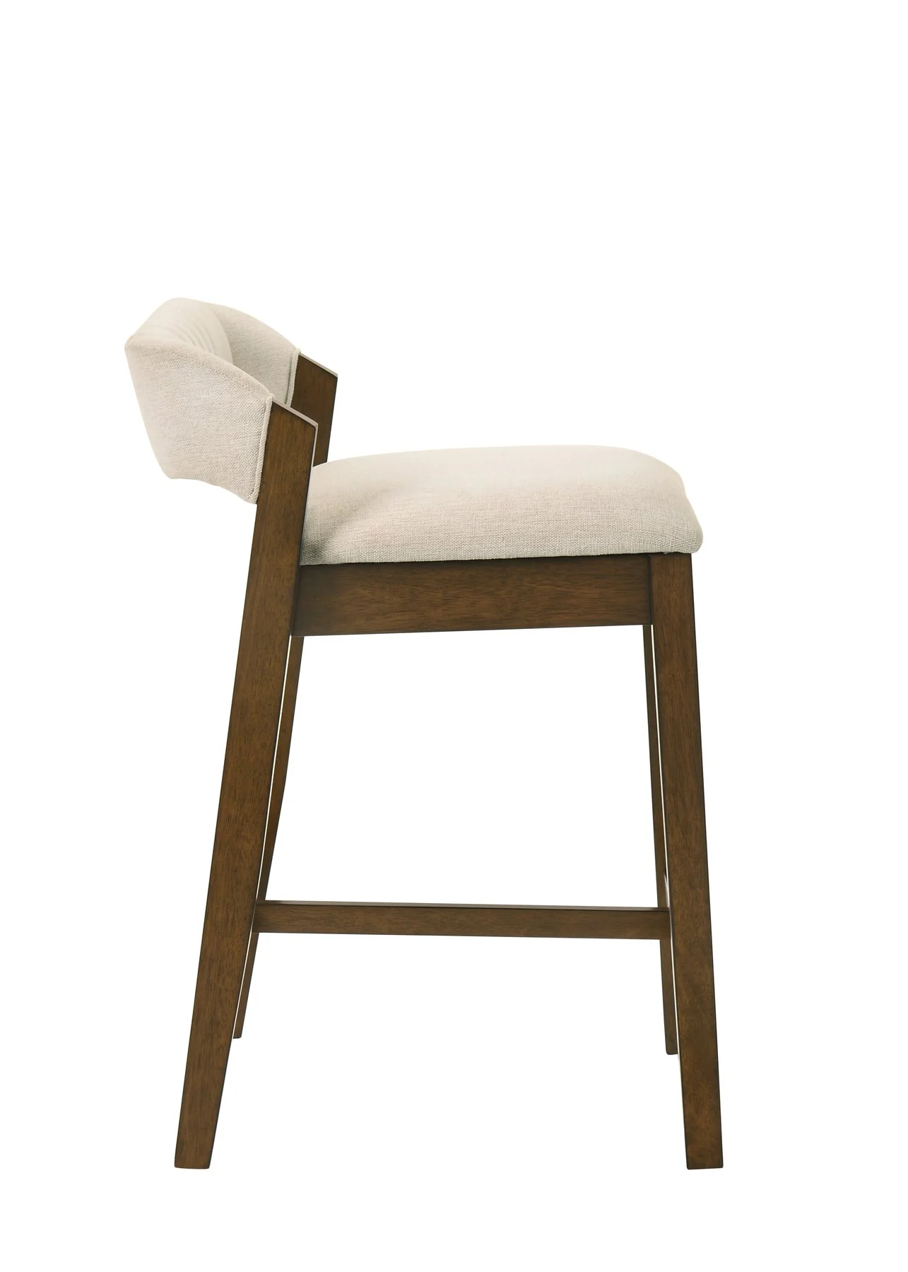 Landyn 30 in. Sepia Brown Bar Height Rubberwood Barstool with Ecru Fabric Seat - Image 3