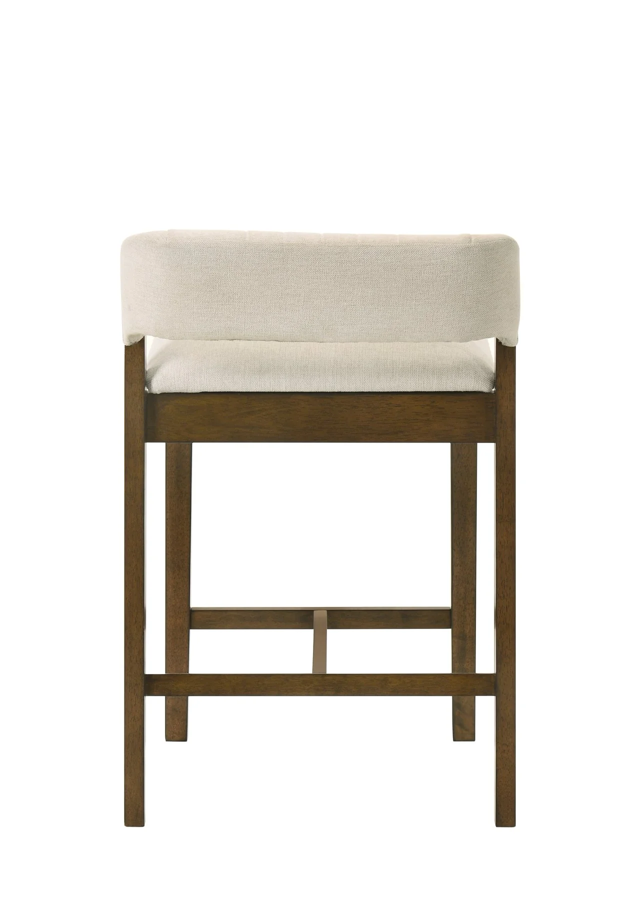 Landyn 30 in. Sepia Brown Bar Height Rubberwood Barstool with Ecru Fabric Seat - Image 4