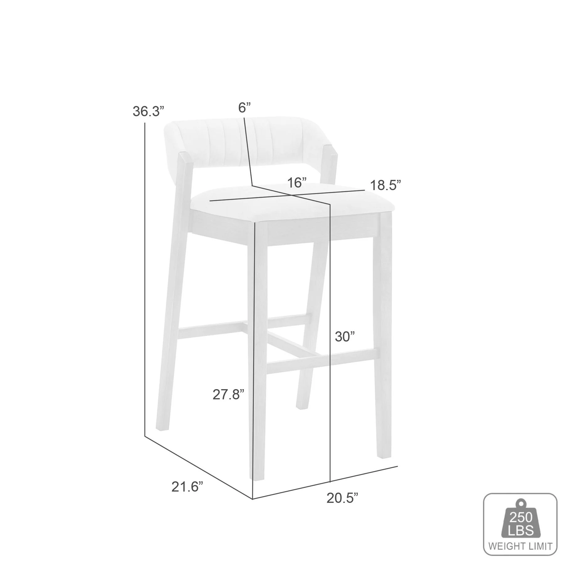 Landyn 30 in. Sepia Brown Bar Height Rubberwood Barstool with Ecru Fabric Seat - Image 8
