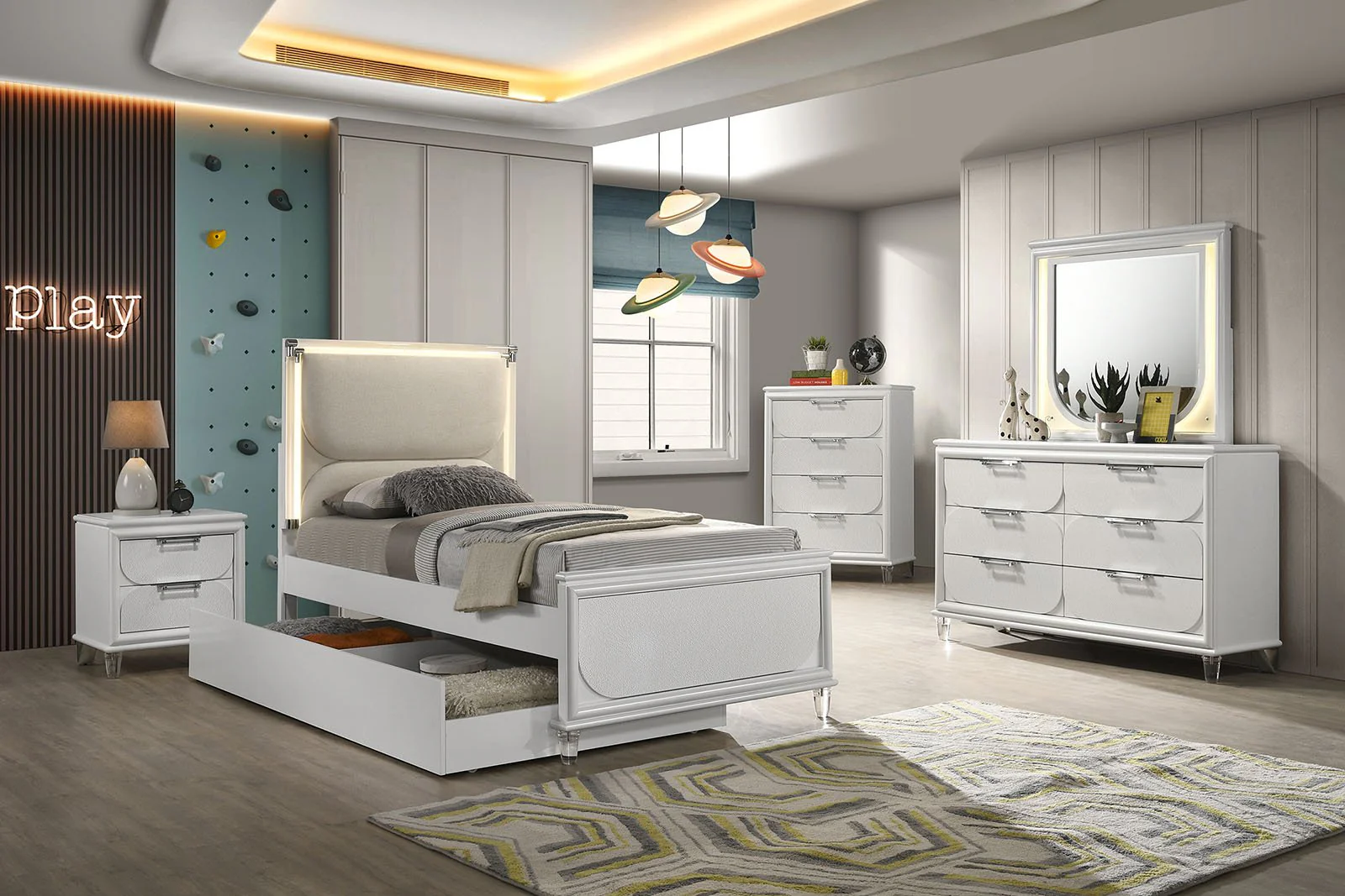 Lareina Full Bed, Pearl White - Image 2