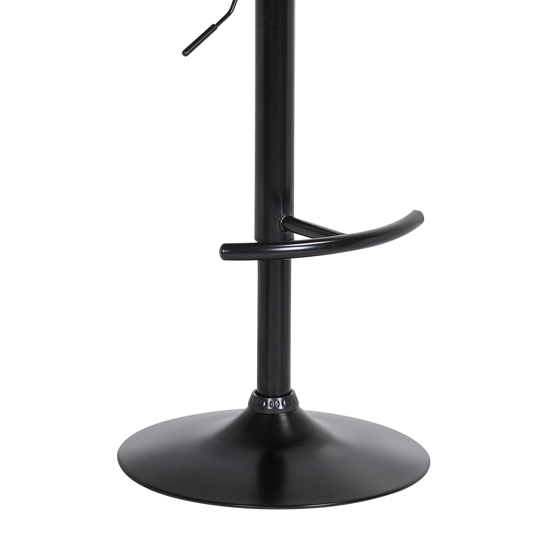 Larisa Adjustable Walnut Wood Bar Stool in Gray Faux Leather with Black Metal - Image 7
