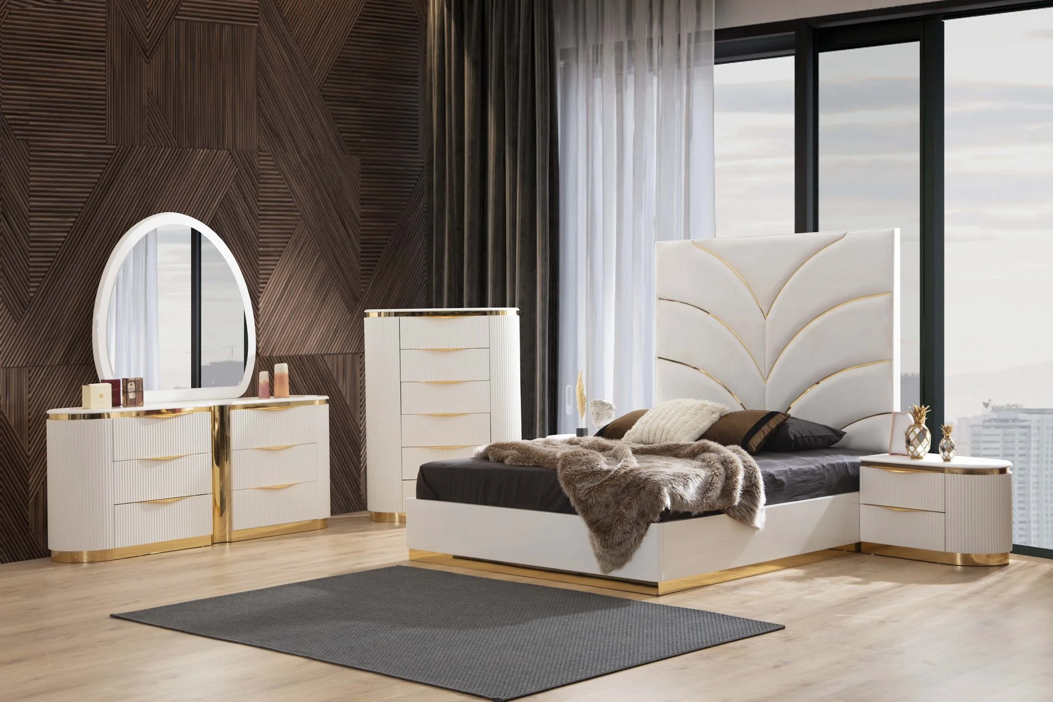 Laura King 5-n Pc Bedroom Set White - Image 2