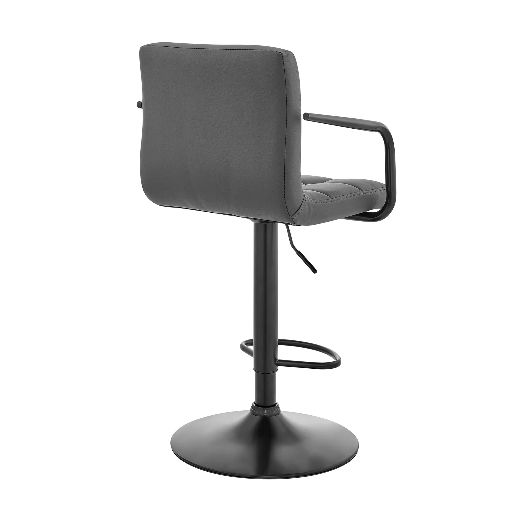 Laurant Adjustable Height Gray Faux Leather Swivel Bar Stool - Image 4