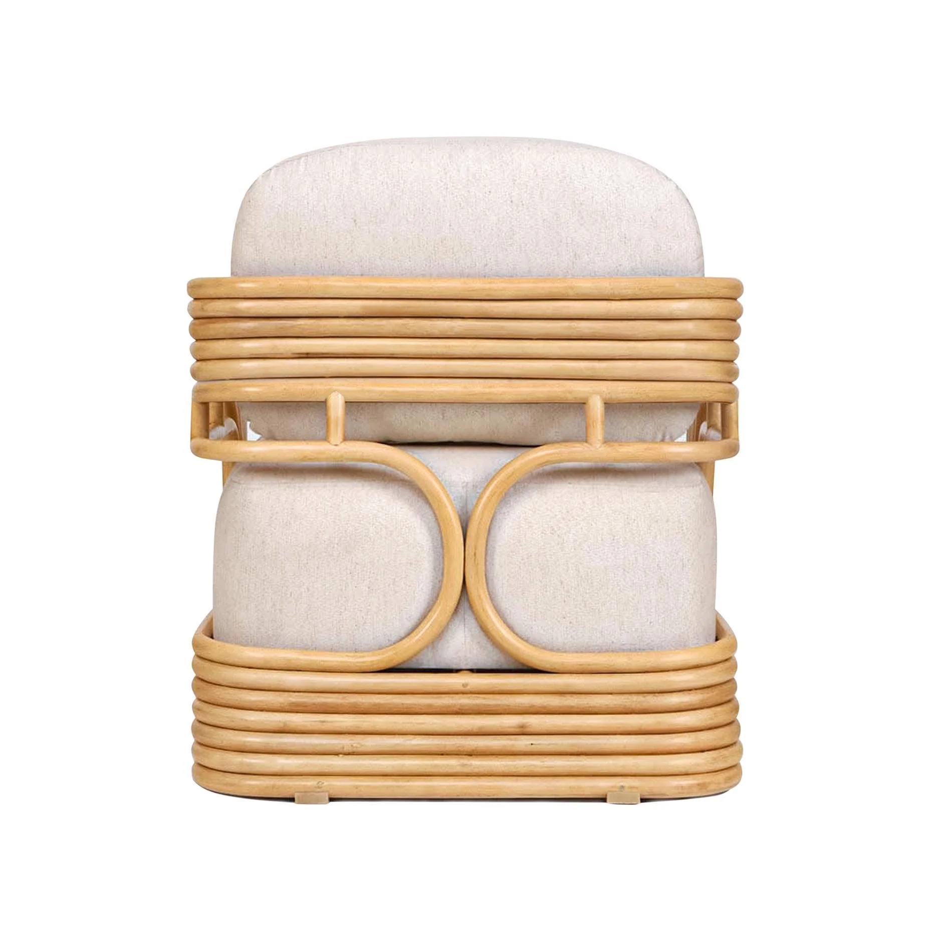 Lauretta Cream Fabric and Natural Rattan Accent Chair - Image 6