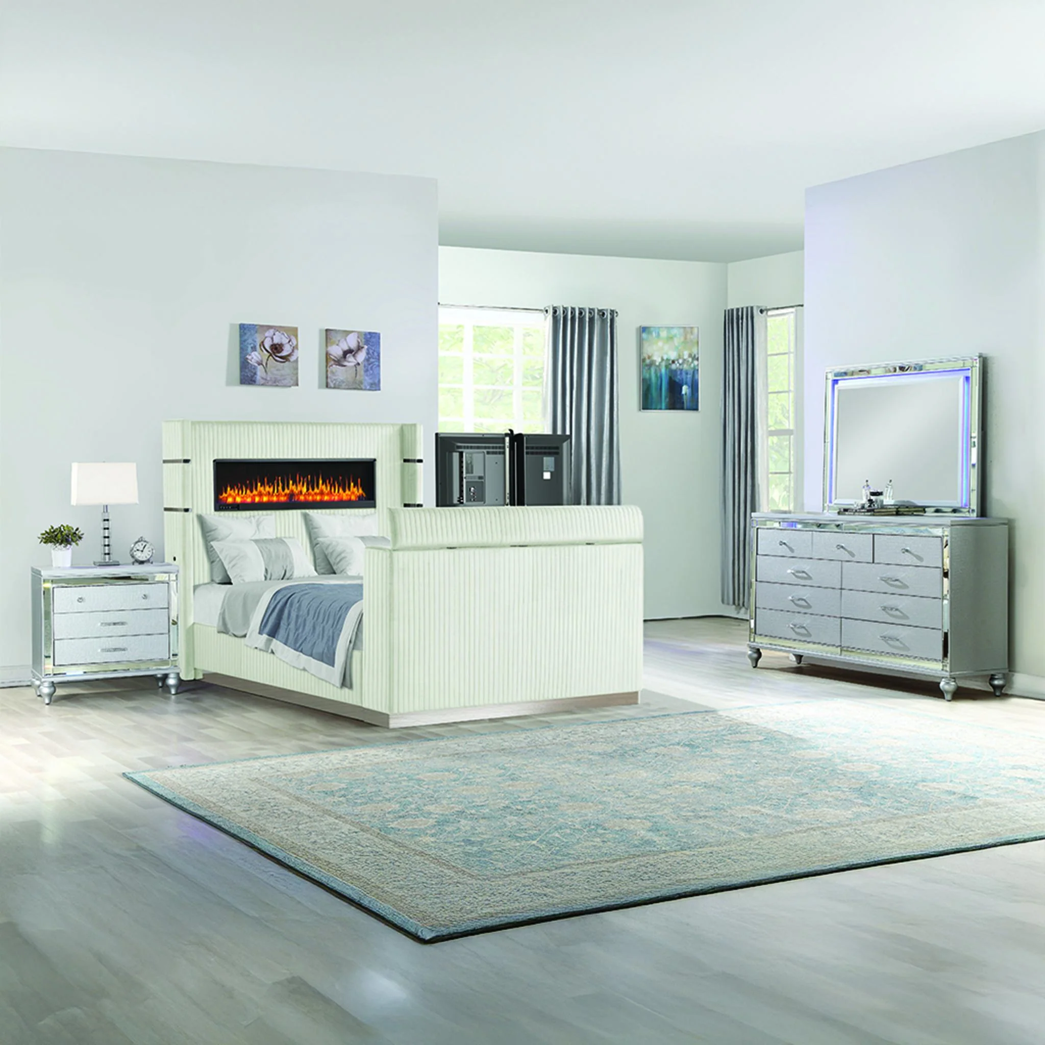 Lavish King 4PC Bedroom Set Beige - Image 18