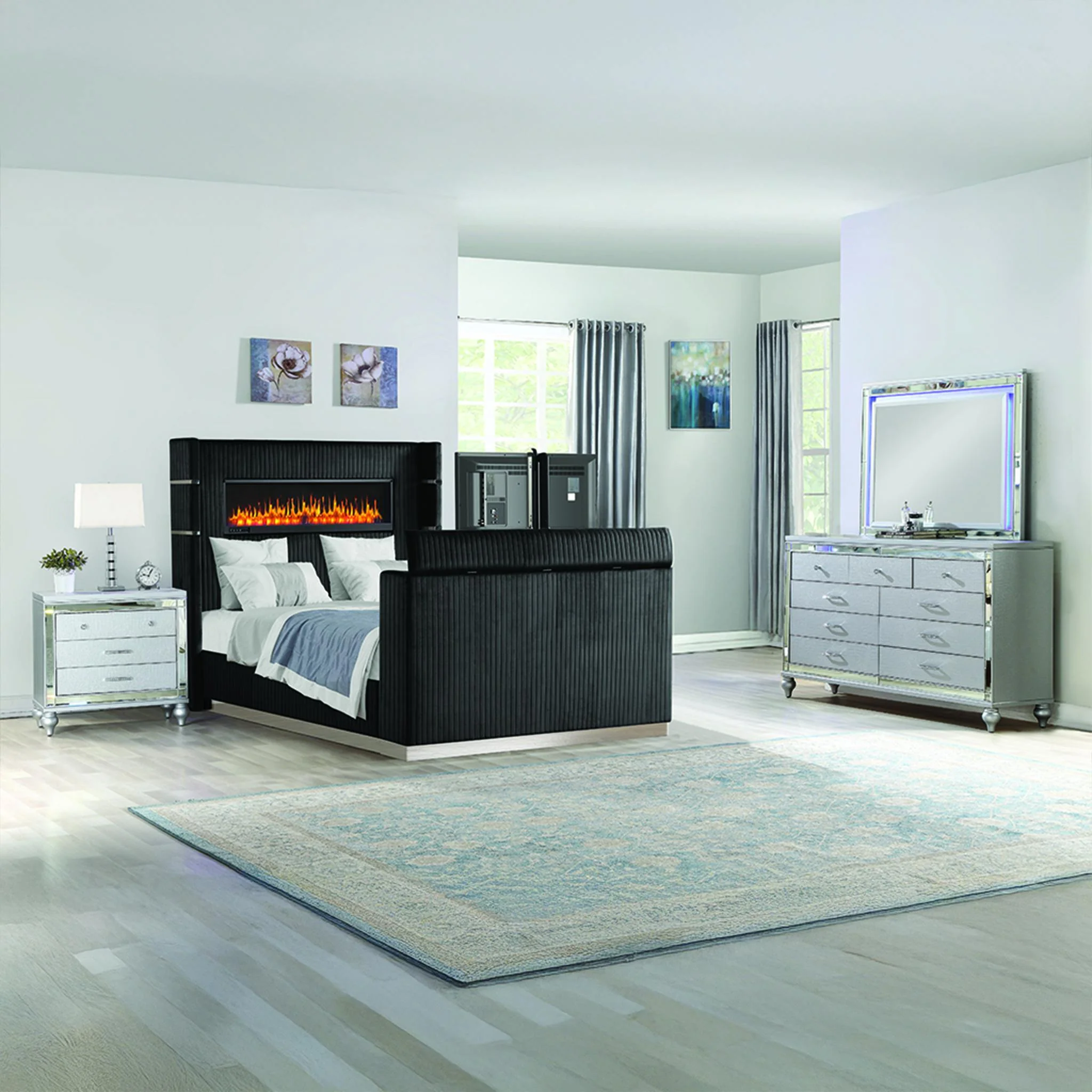 Lavish King 4PC Bedroom Set Black - Image 18