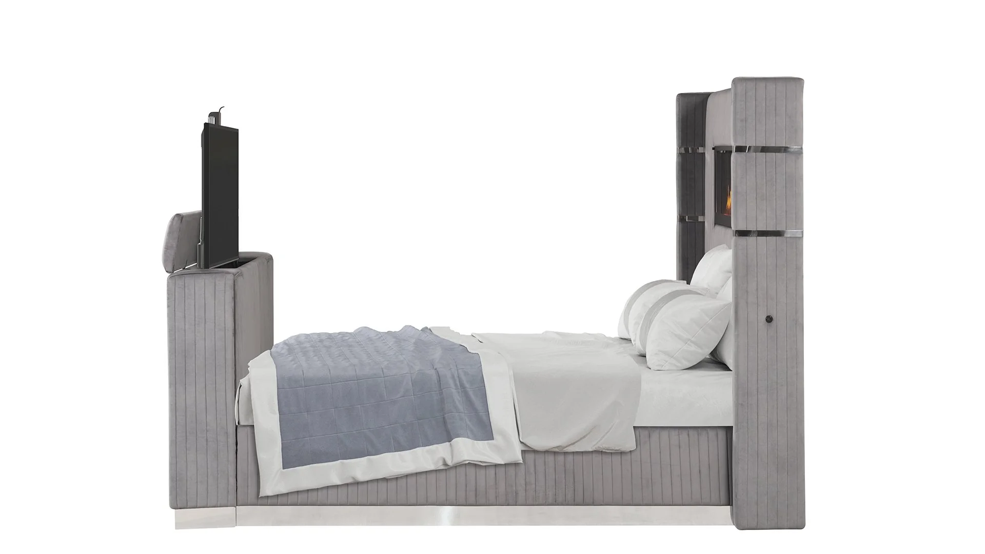 Lavish King 4PC Bedroom Set Gray - Image 6