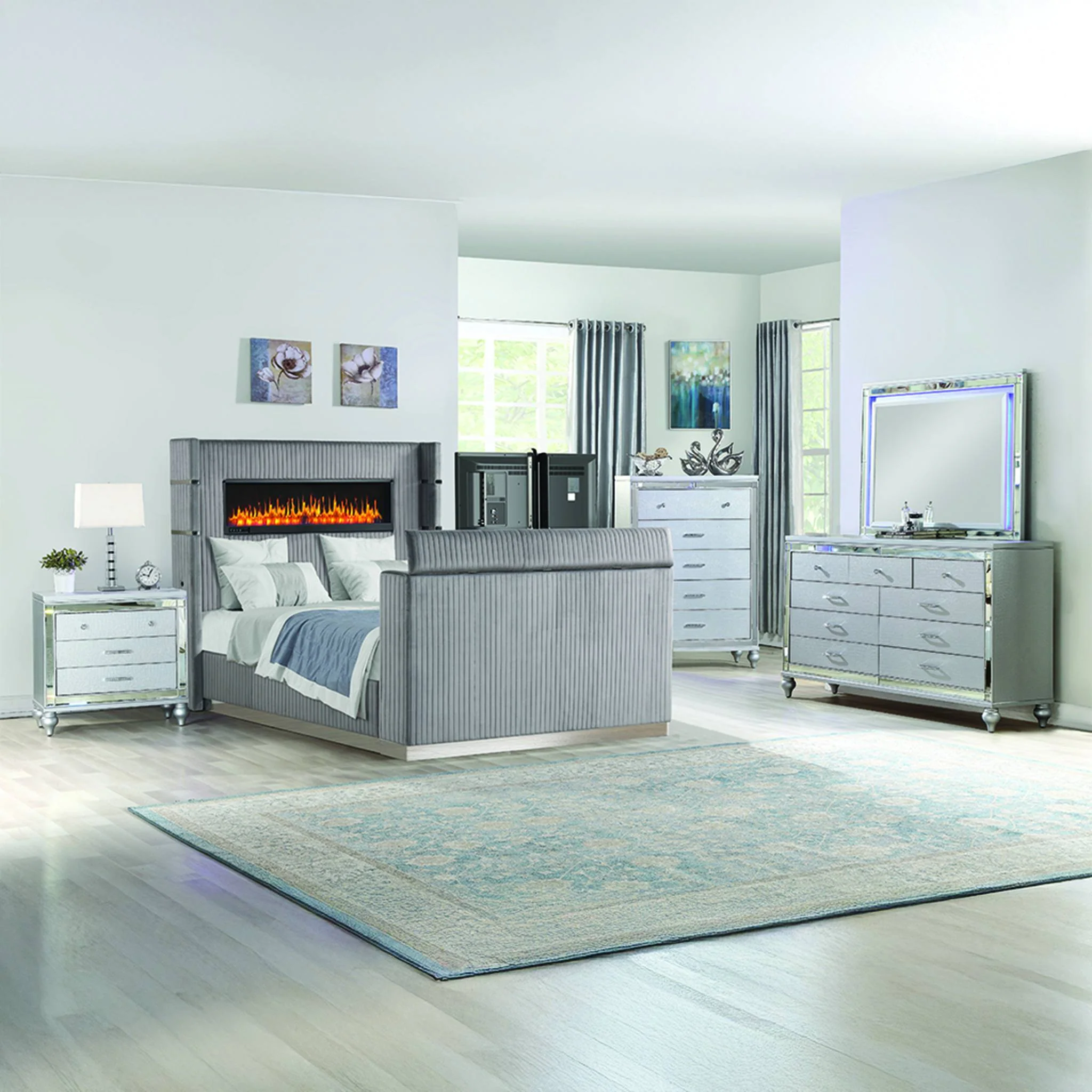 Lavish King 5PC Bedroom Set Gray - Image 20