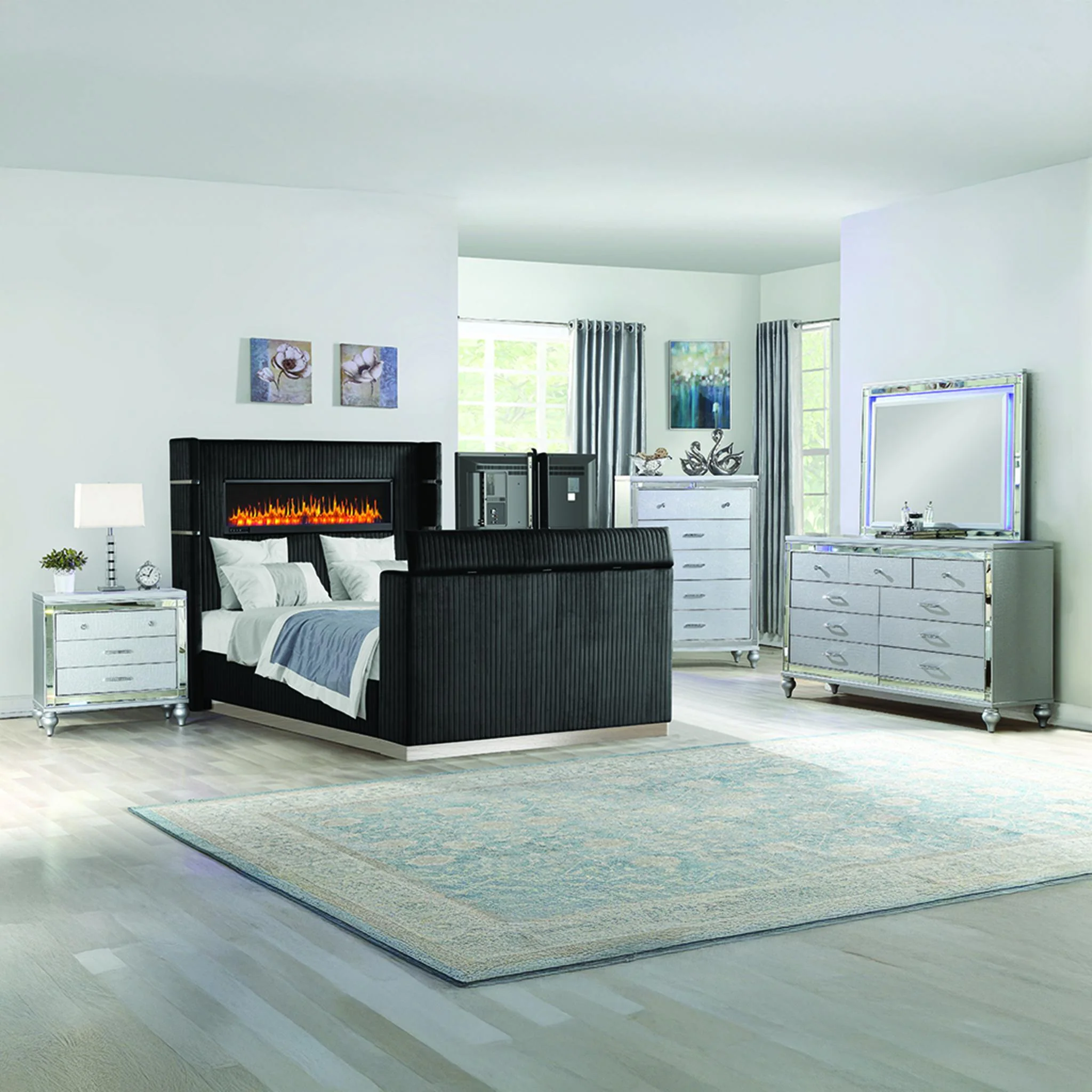 Lavish Queen 5PC Bedroom Set Black - Image 20