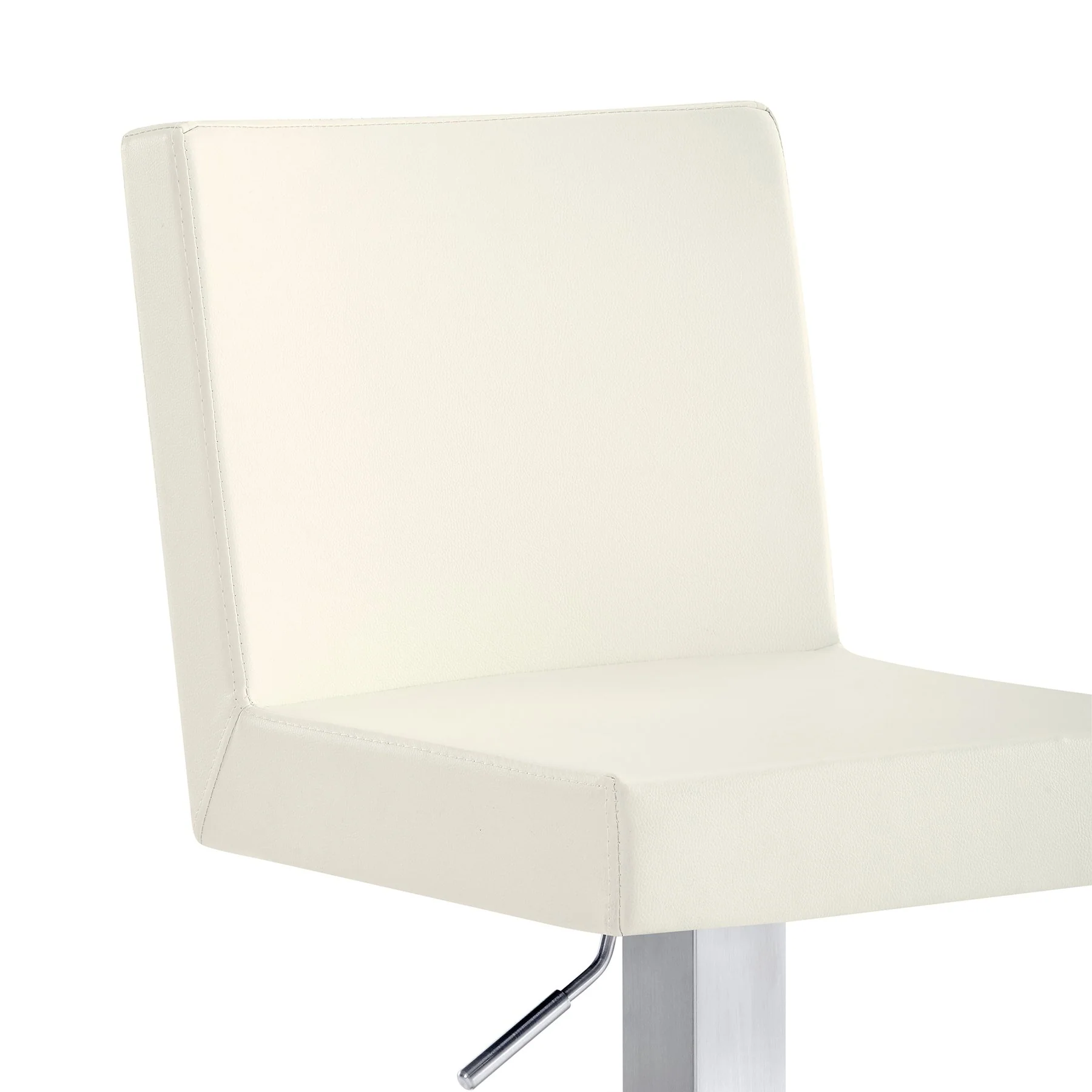 Legacy Adjustable Height Swivel Off-White Faux Leather and Brushed Stainless Steel Bar Stool - Image 5