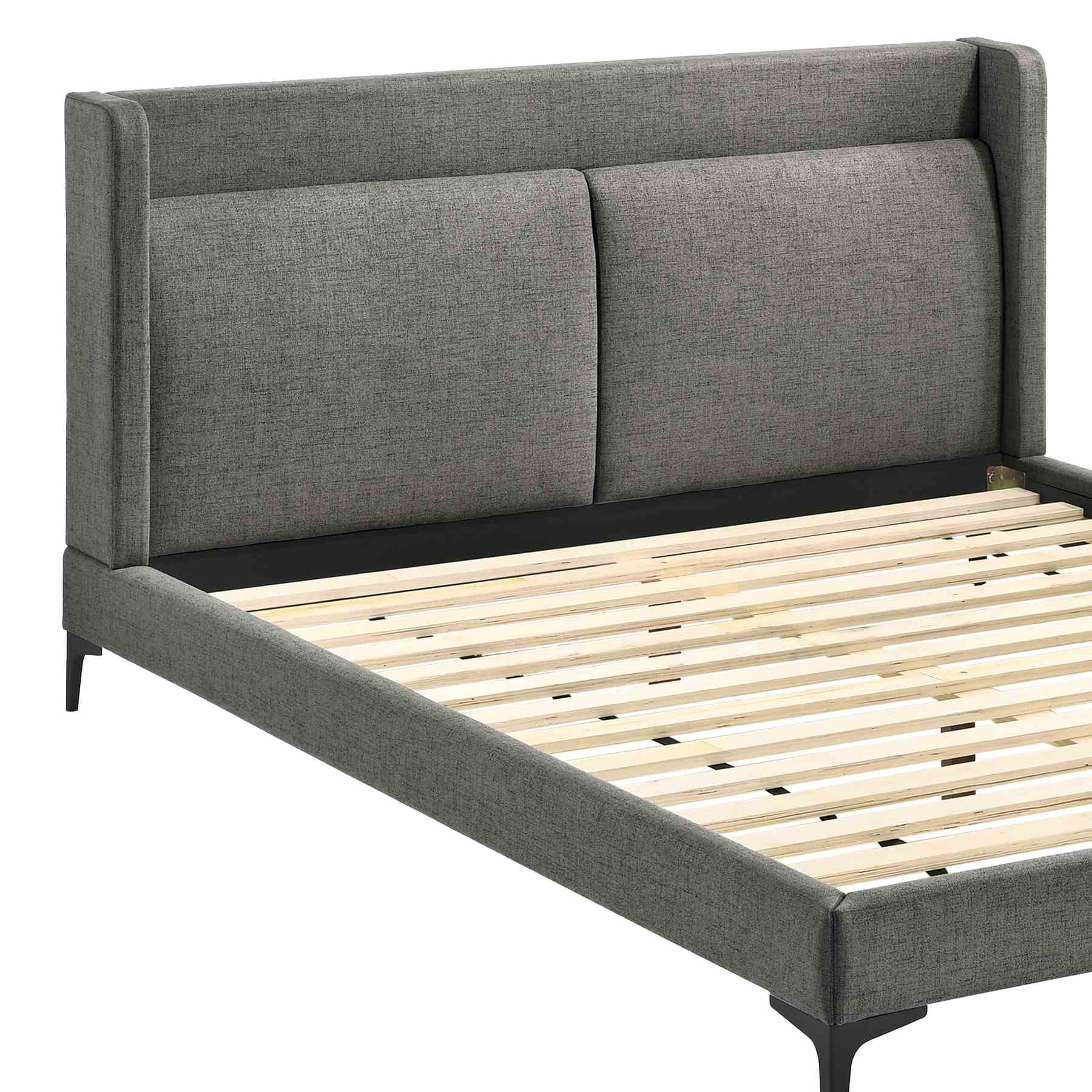 Legend 4 Piece Gray Fabric Queen Platform Bedroom Set with Dresser and Nightstands - Image 5