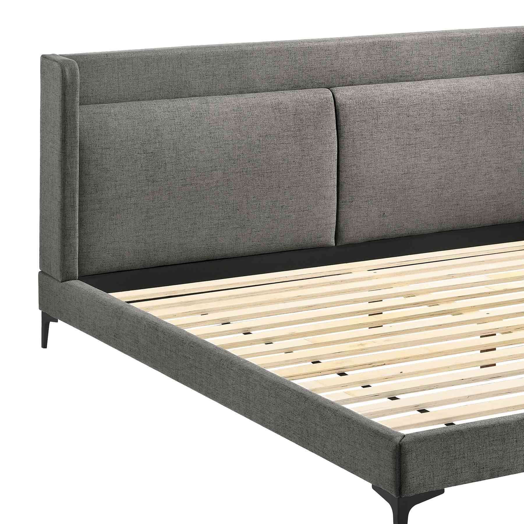 Legend Gray Fabric Eastern King Platform Bed with Black Metal Legs - Image 2