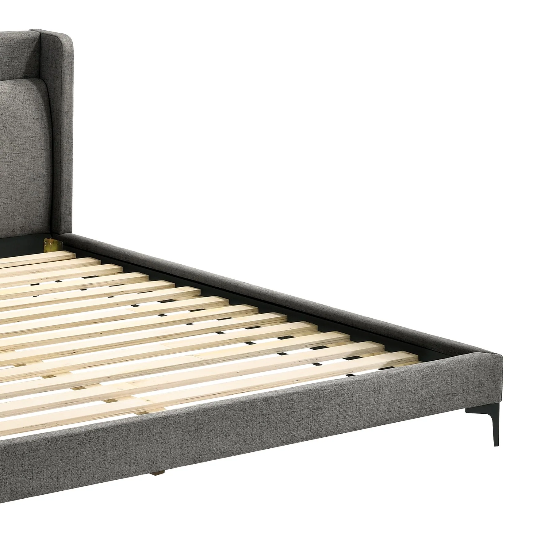 Legend Gray Fabric Eastern King Platform Bed with Black Metal Legs - Image 3