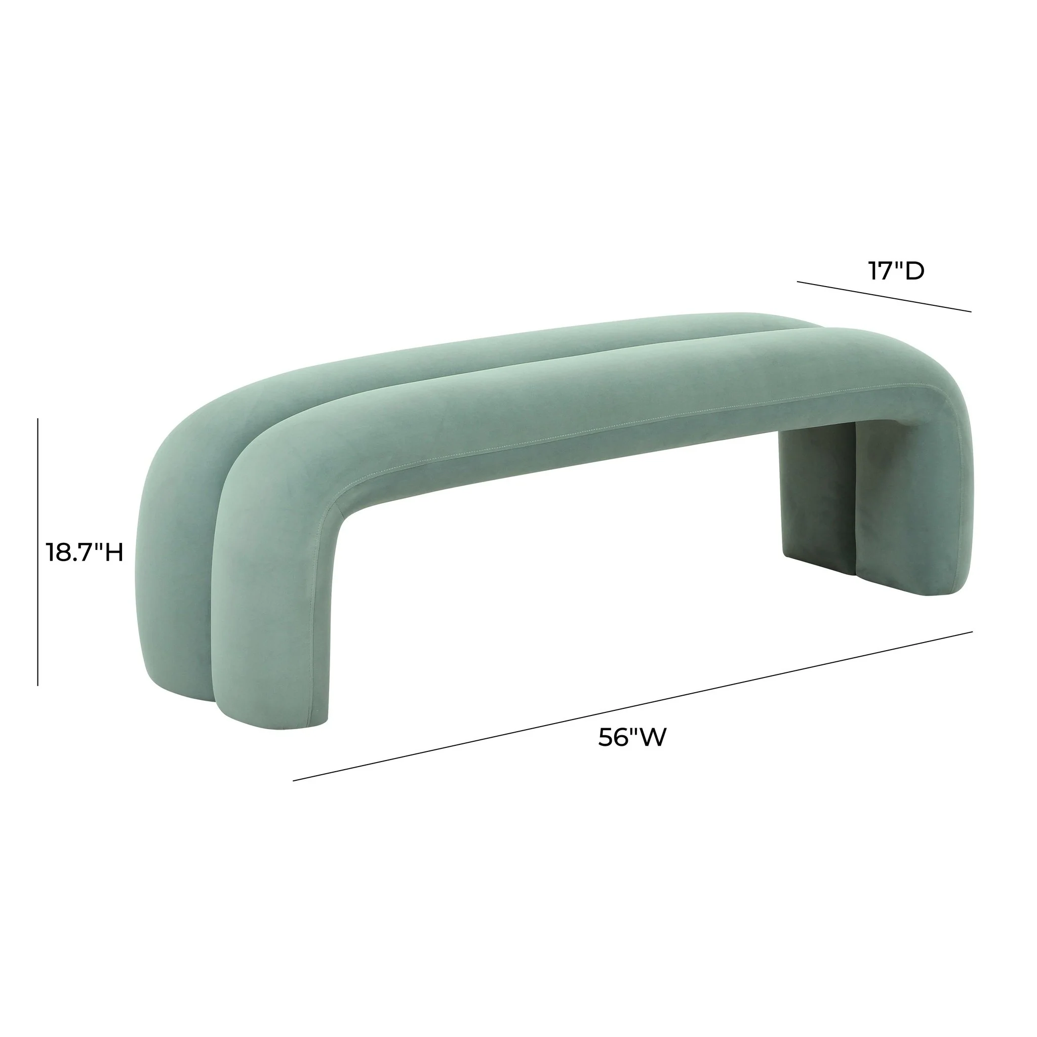 Leigh Green Velvet Channeled Bench - Image 7