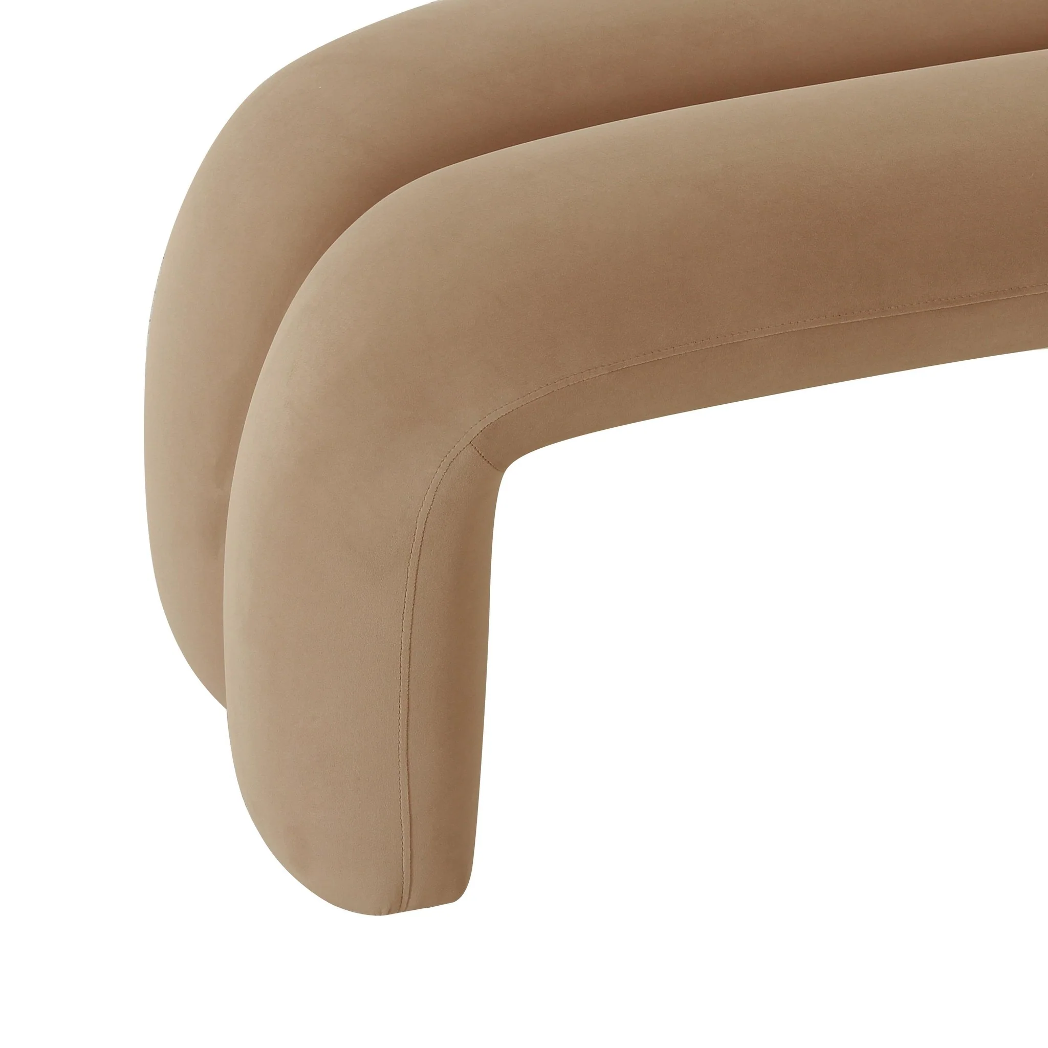 Leigh Taupe Velvet Channeled Bench - Image 6