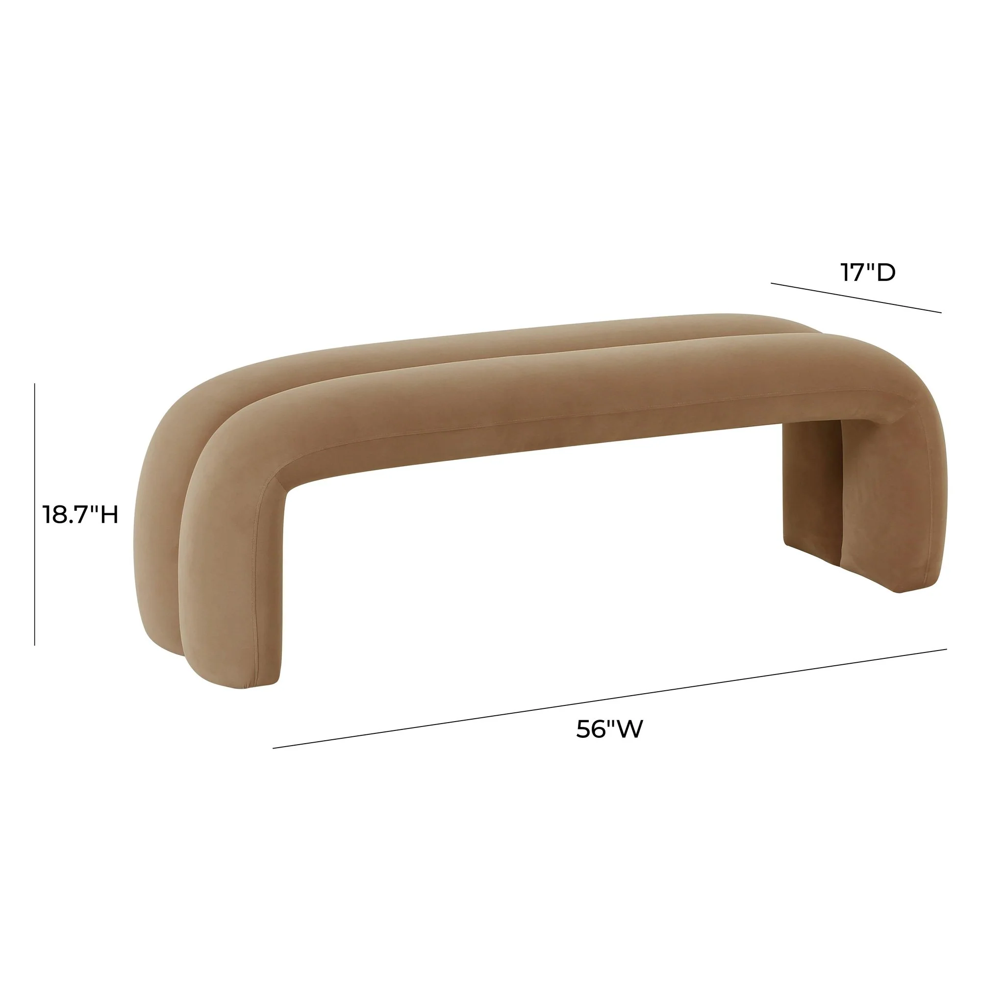 Leigh Taupe Velvet Channeled Bench - Image 7