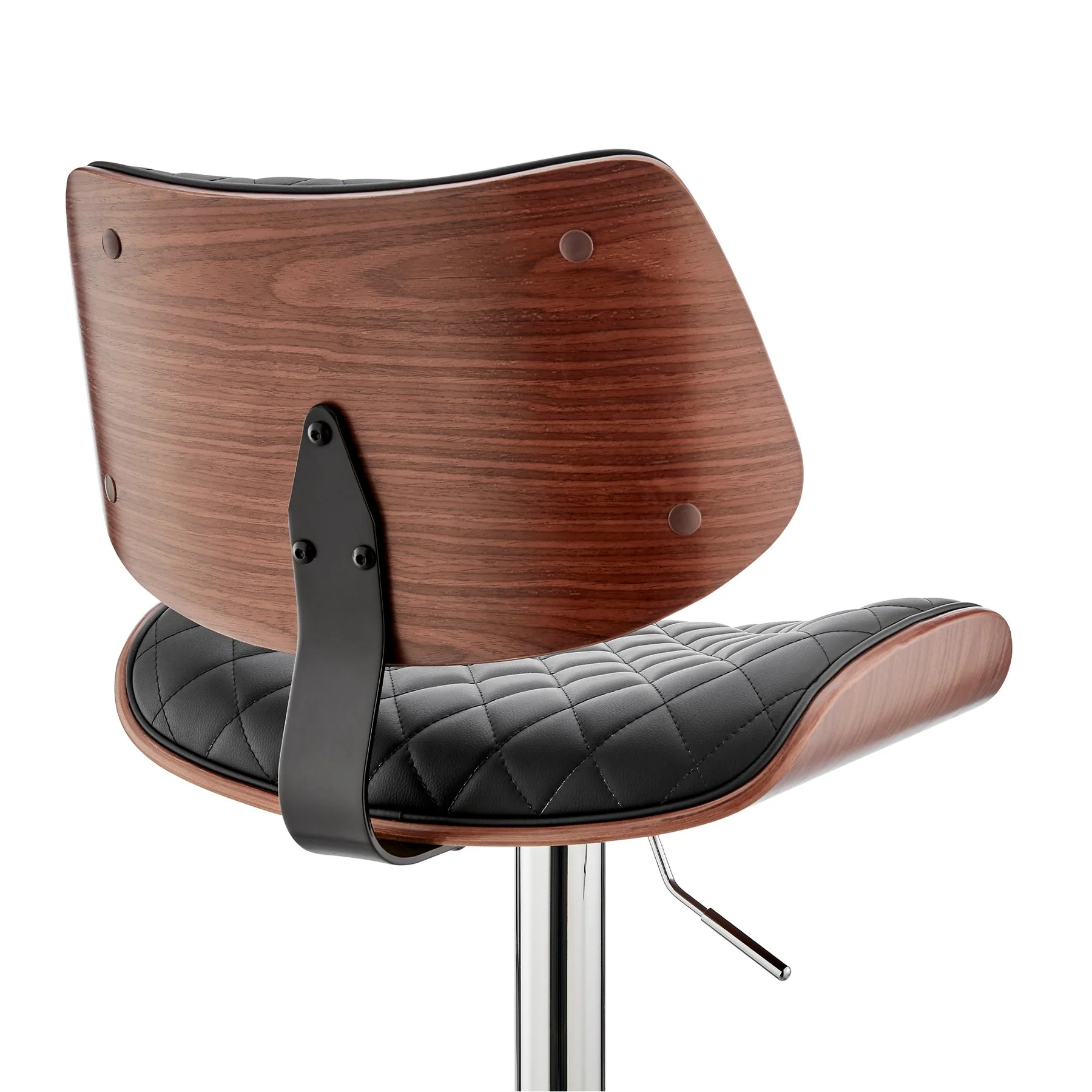 Leland Adjustable Black Faux Leather and Chrome Finish Bar Stool - Image 7