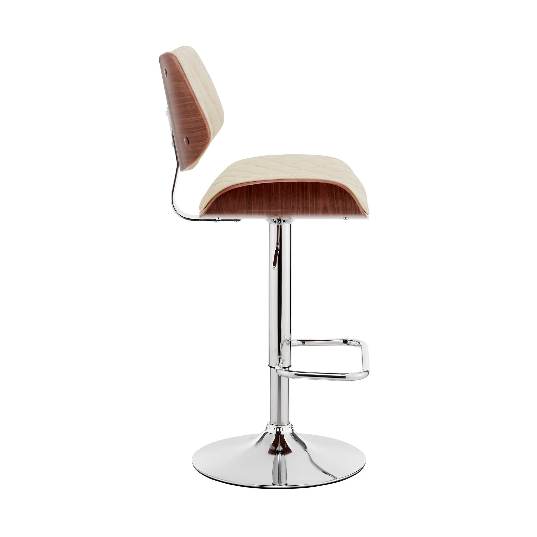 Leland Adjustable Cream Faux Leather and Chrome Finish Bar Stool - Image 3