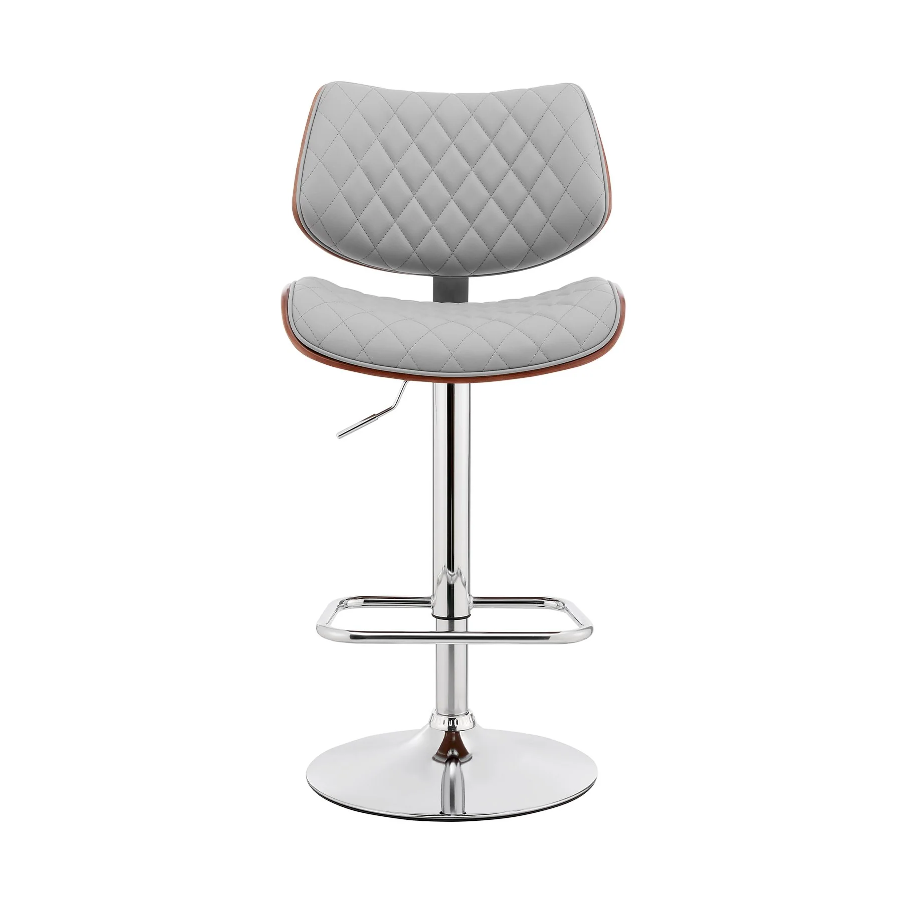 Leland Adjustable Gray Faux Leather and Chrome Finish Bar Stool - Image 2