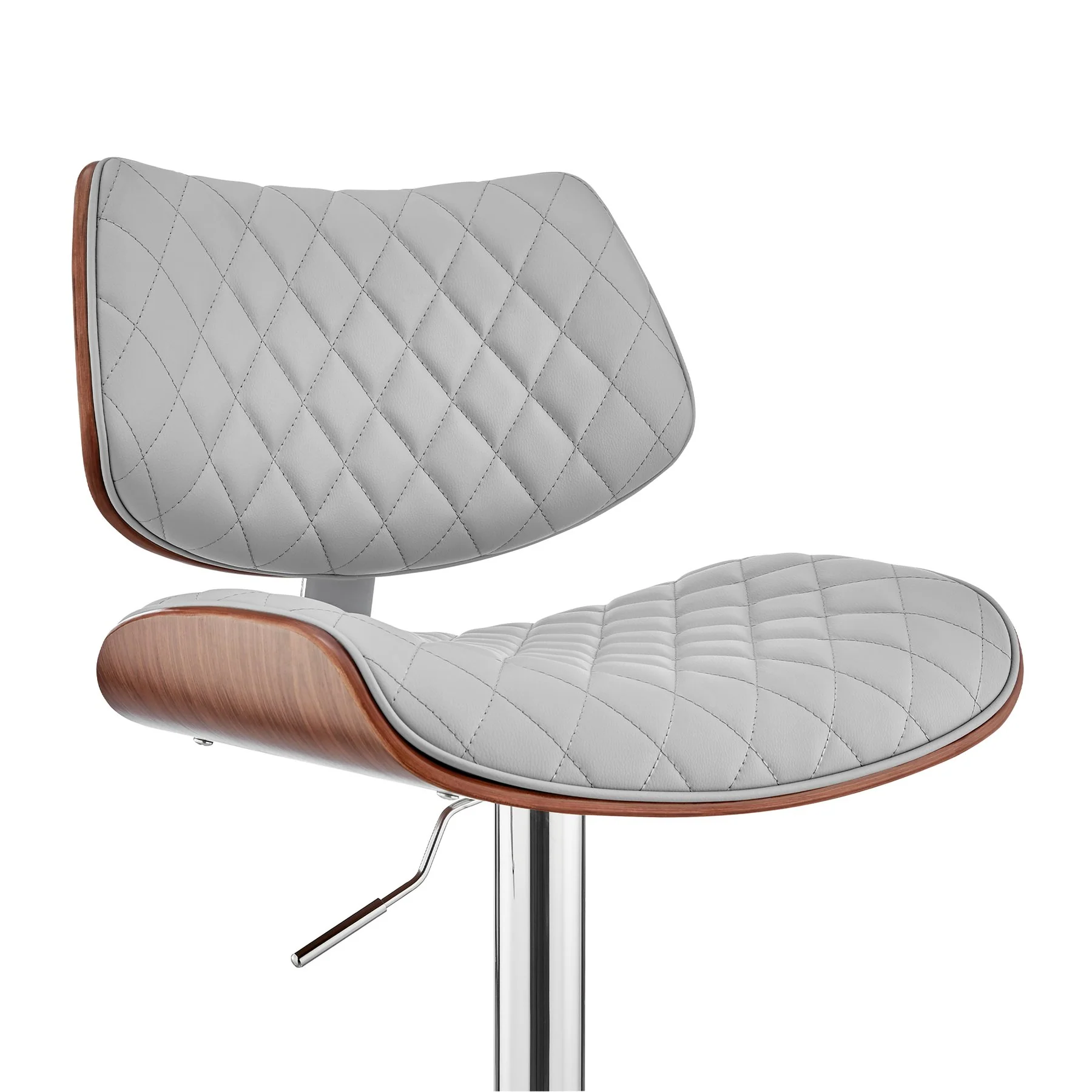 Leland Adjustable Gray Faux Leather and Chrome Finish Bar Stool - Image 6