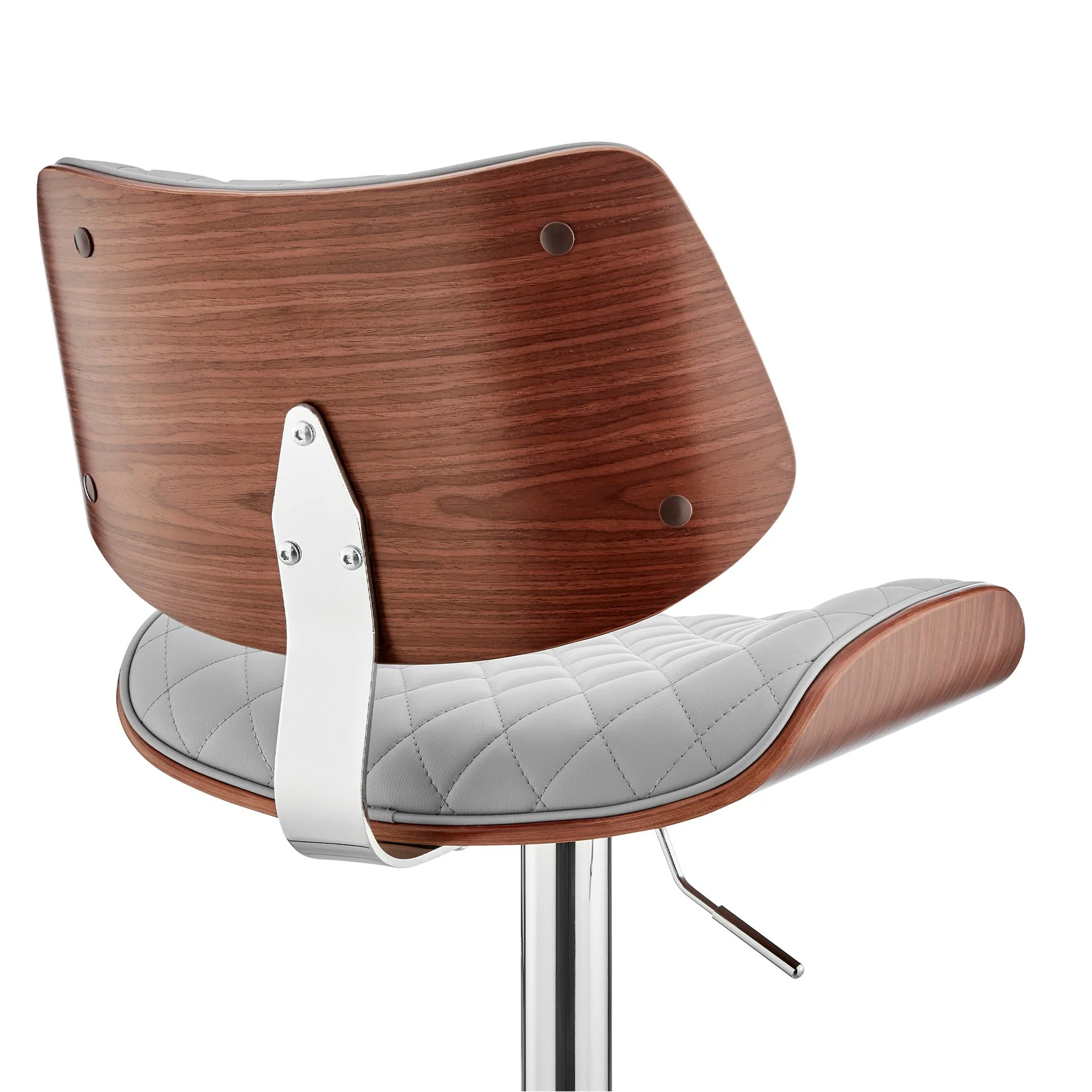 Leland Adjustable Gray Faux Leather and Chrome Finish Bar Stool - Image 7